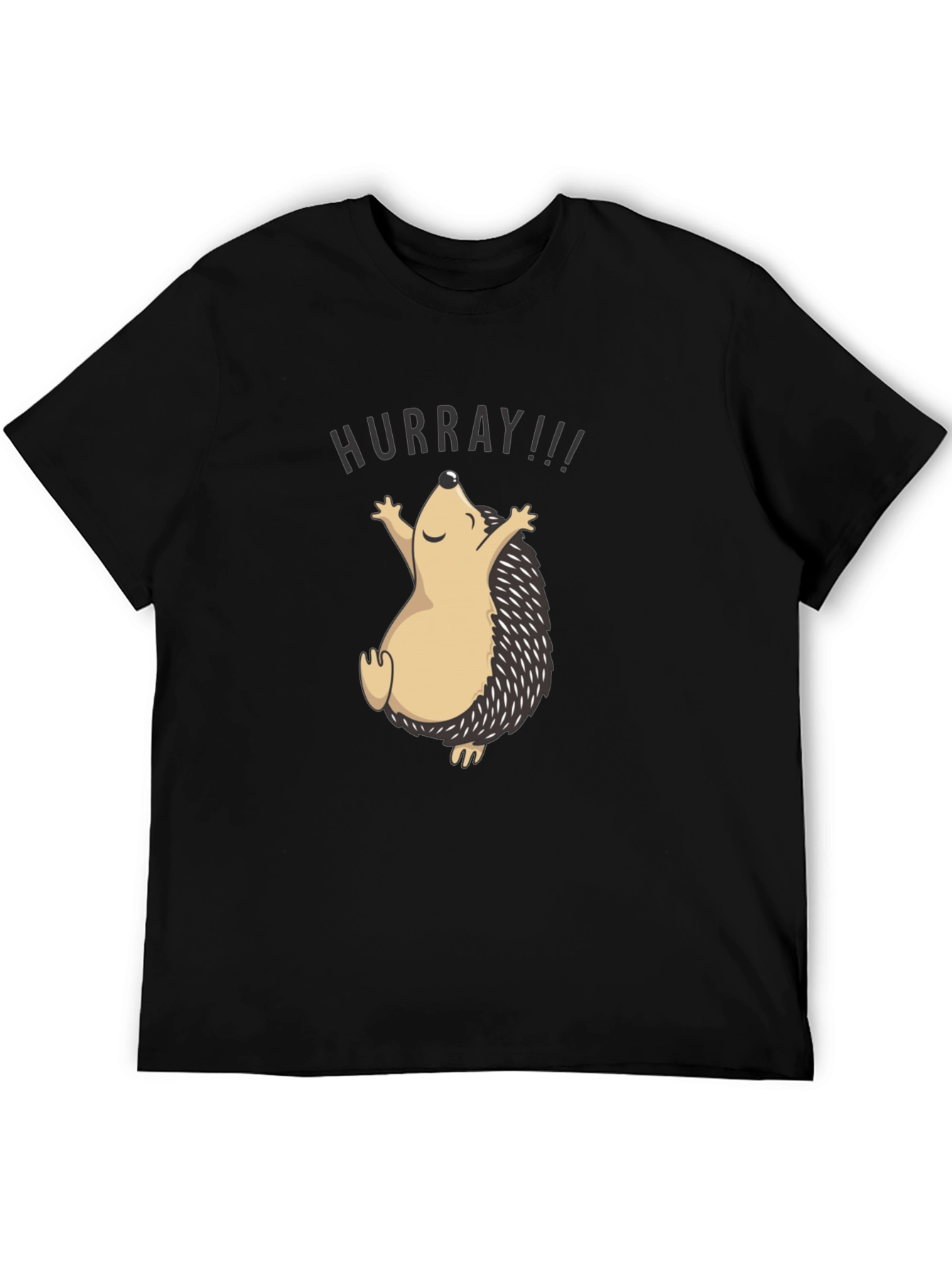 Black HURRAY Hedgehog T-Shirt - Unisex Black Tee view 5