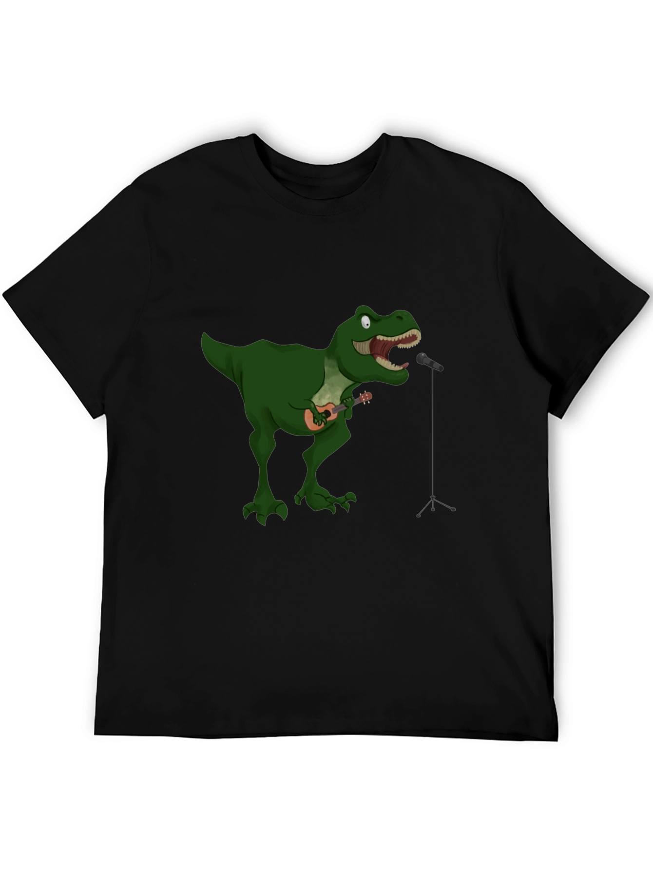 Black Dino Ukulele Black T-Shirt view 5