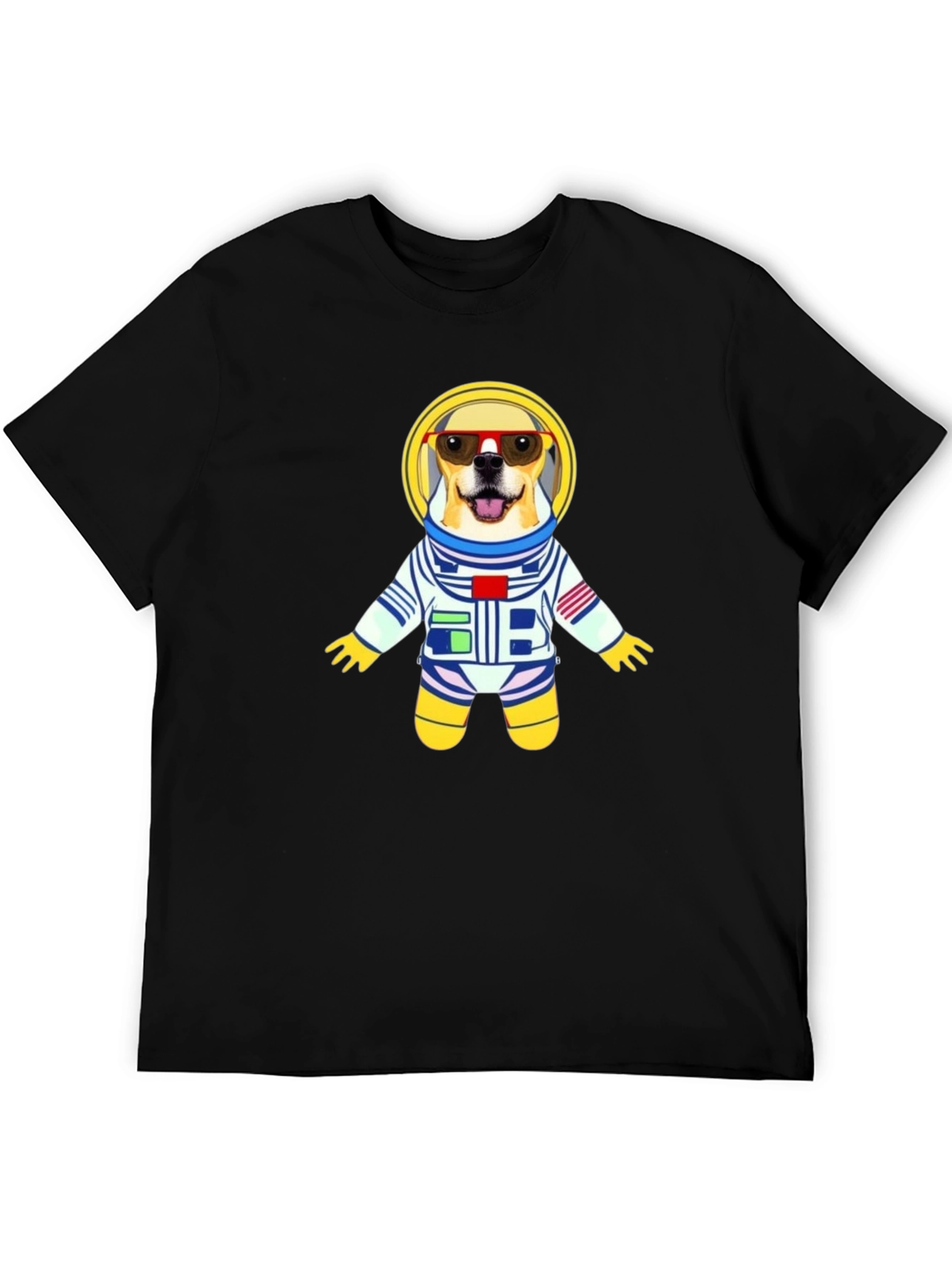 Black Dog Astronaut Graphic Tee - Cool Space Pup T-Shirt view 5
