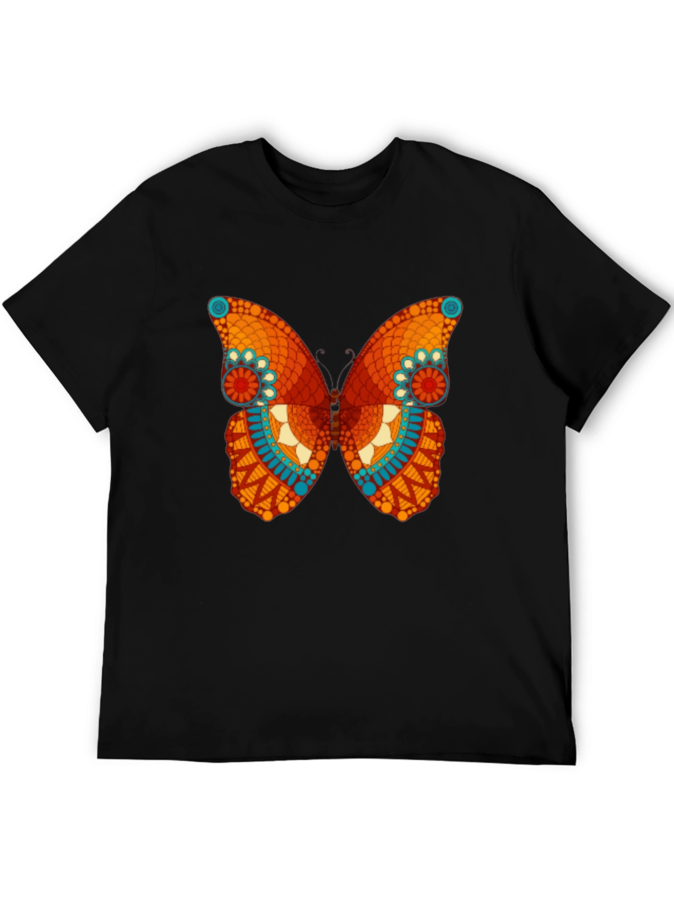 Butterfly Mandala Graphic Tee - Stylish Men's Black T-Shirt - 5