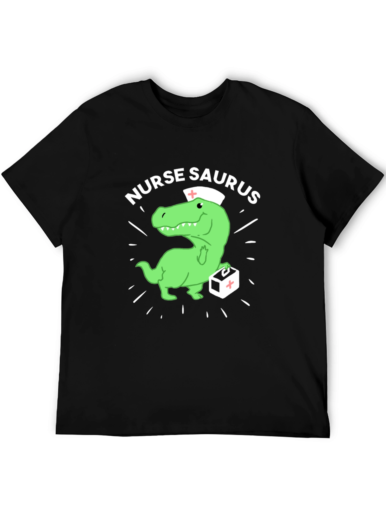 Black Nurse Saurus T-Shirt - Funny Dinosaur Nursing Tee view 5