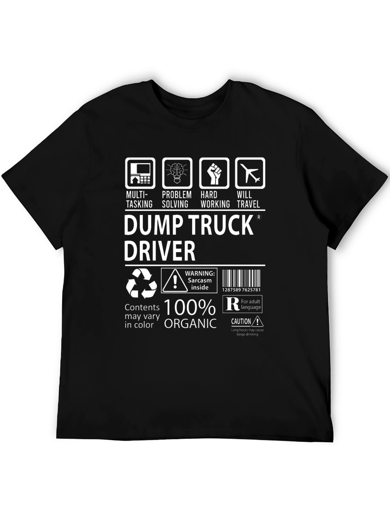 Black Dump Truck Driver T-Shirt view 5