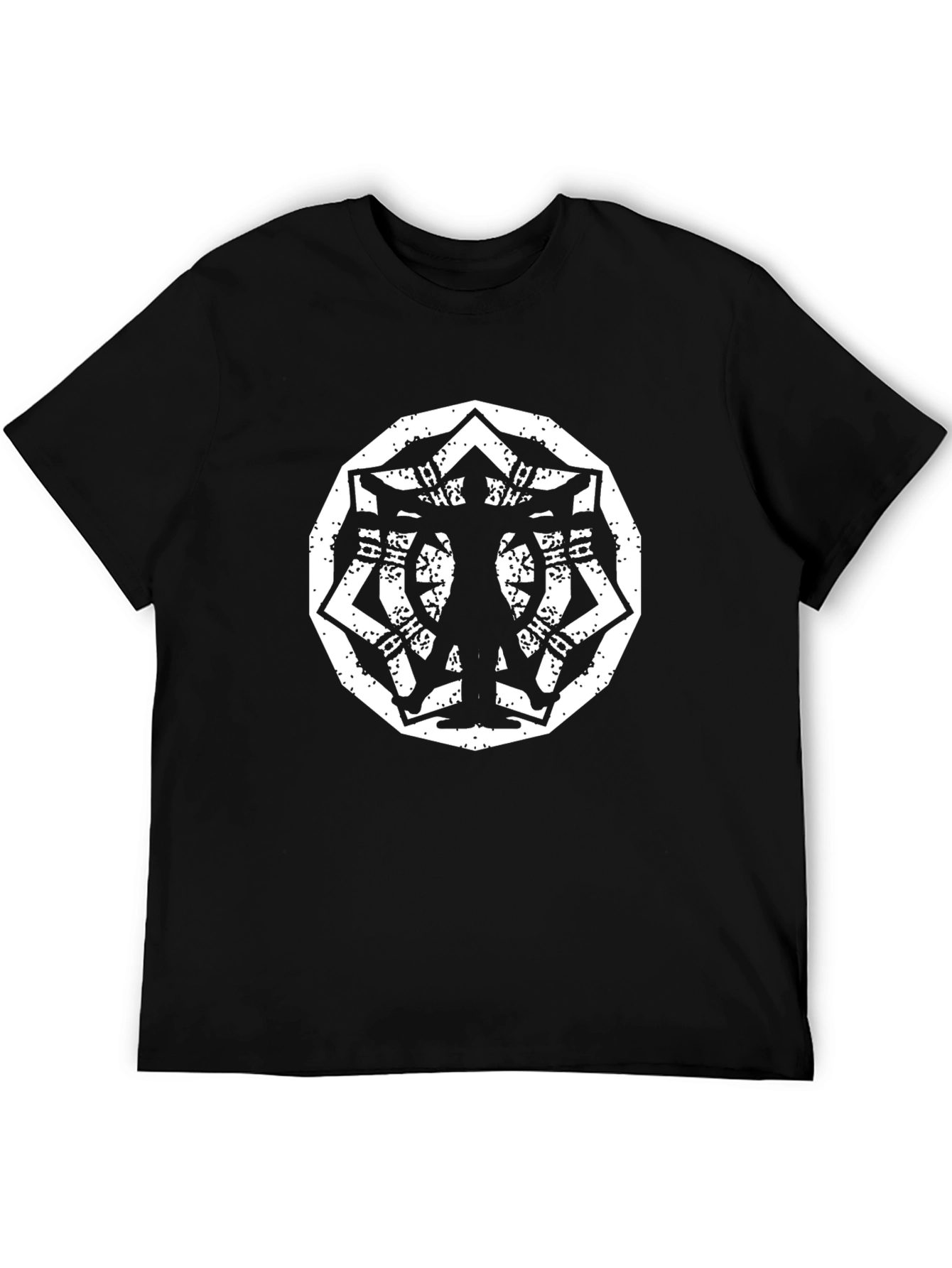 Black Geometric Silhouette Graphic Black T-Shirt view 5