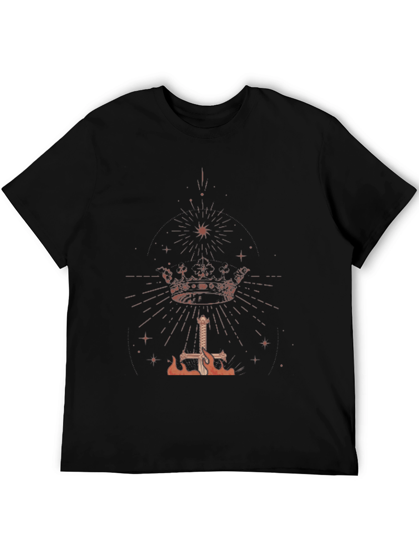 Black Crown and Sword Graphic Black T-Shirt view 5