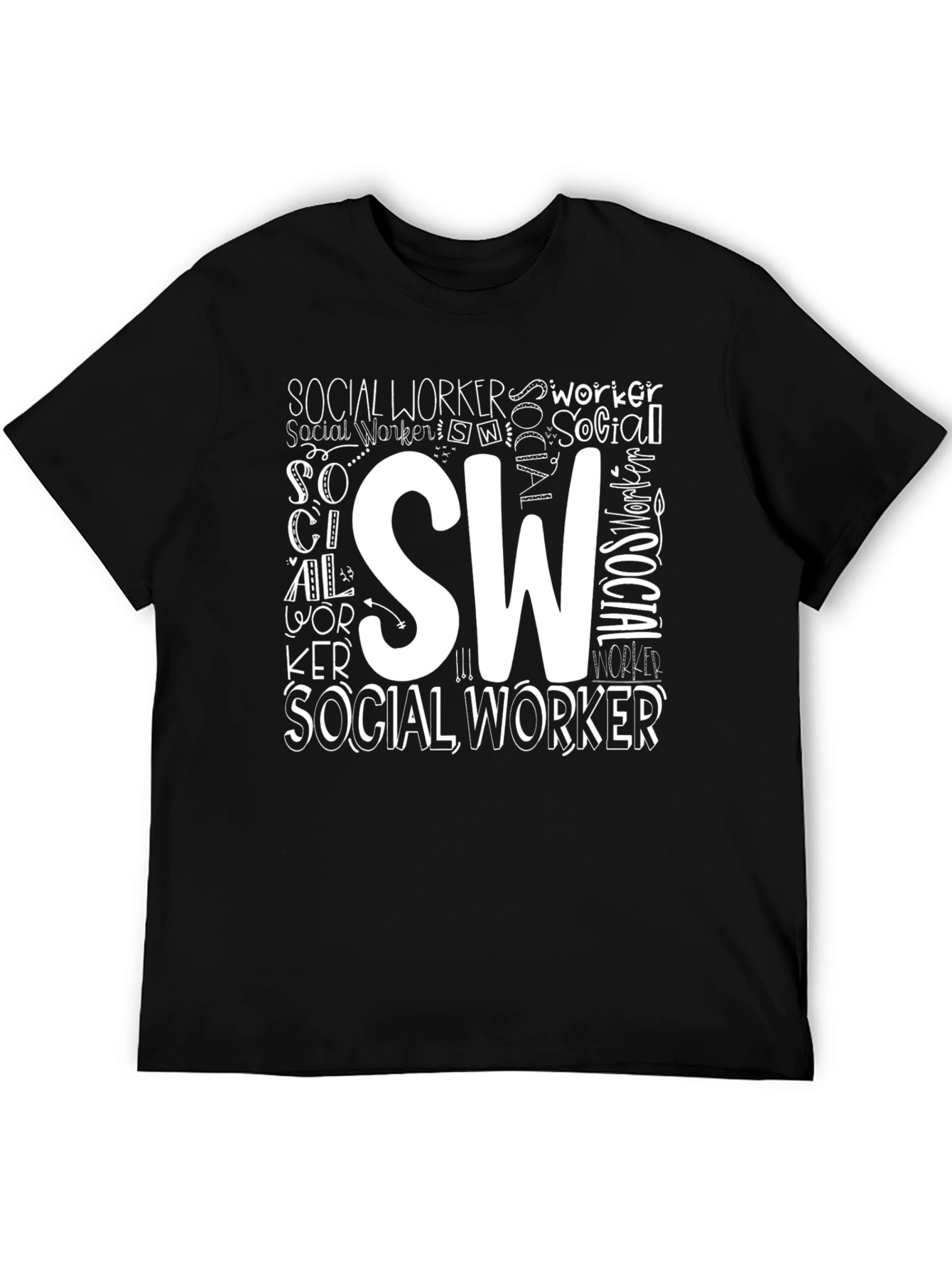 Black Social Worker T-Shirt - SW Design view 5