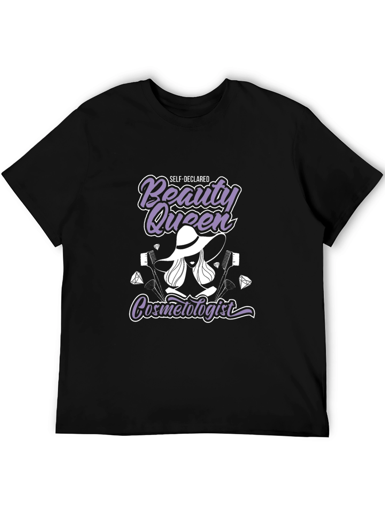 Black Beauty Queen Cosmetologist Black T-Shirt view 5