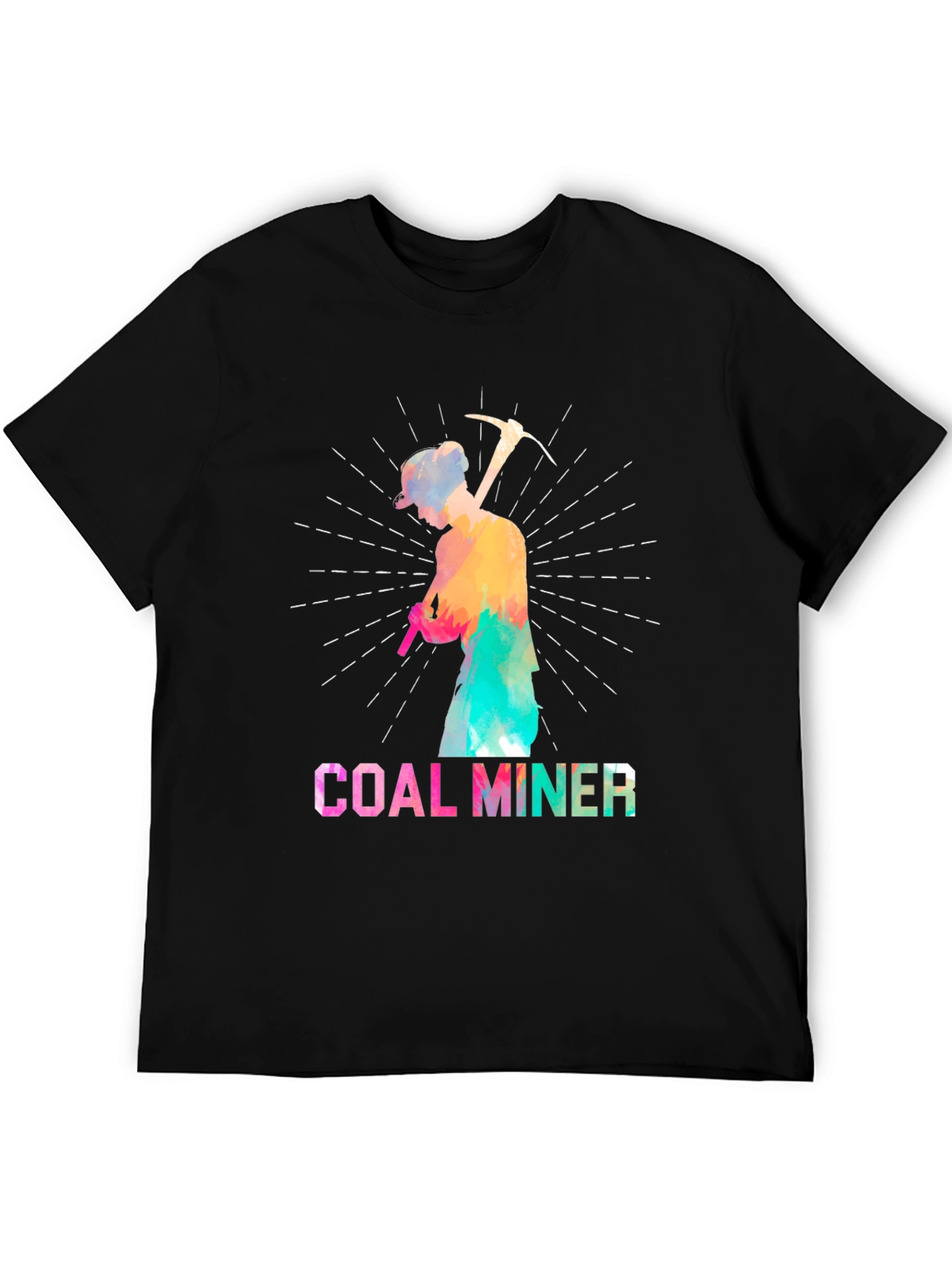 Black Coal Miner Colorful Graphic T-Shirt view 5