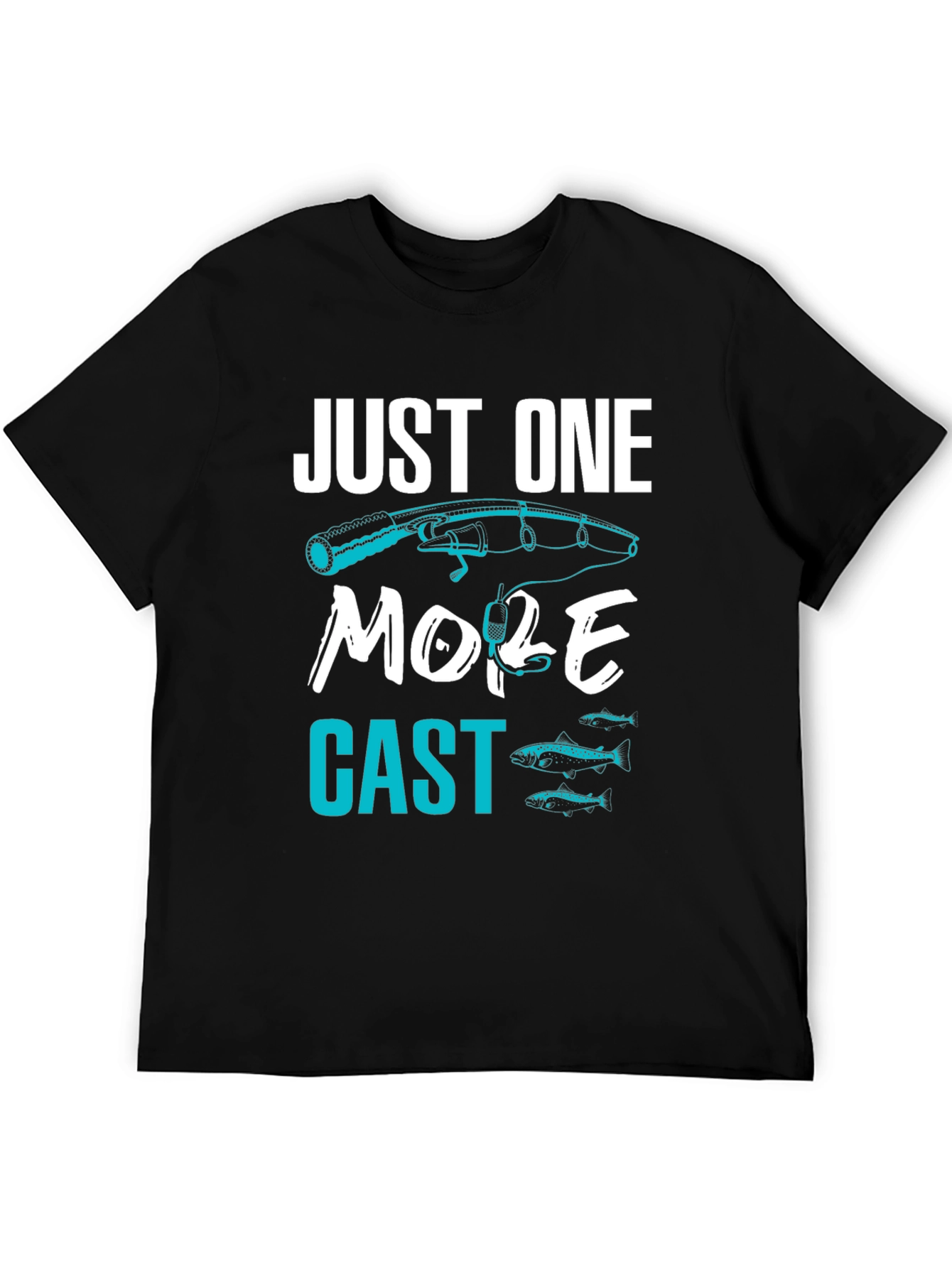 Black Just One More Cast Fishing T-Shirt view 5