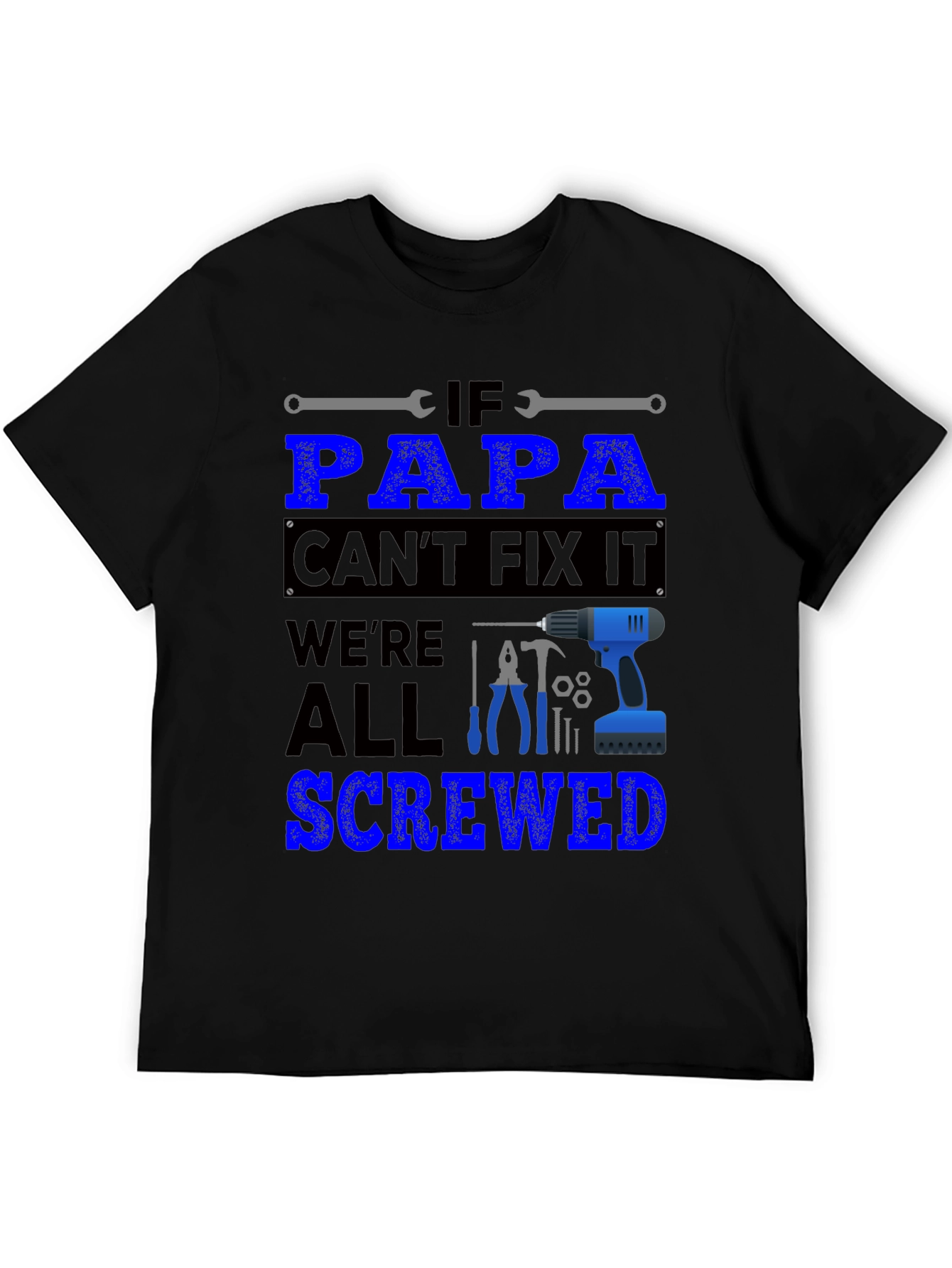 Black Papa Can Fix It T-Shirt view 5