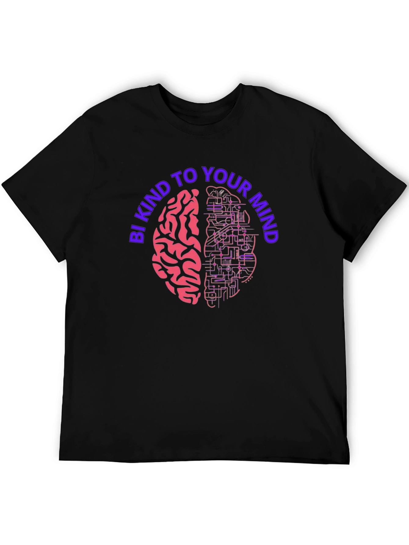 Black Be Kind To Your Mind Graphic Tee - Brain Circuit Design view 5