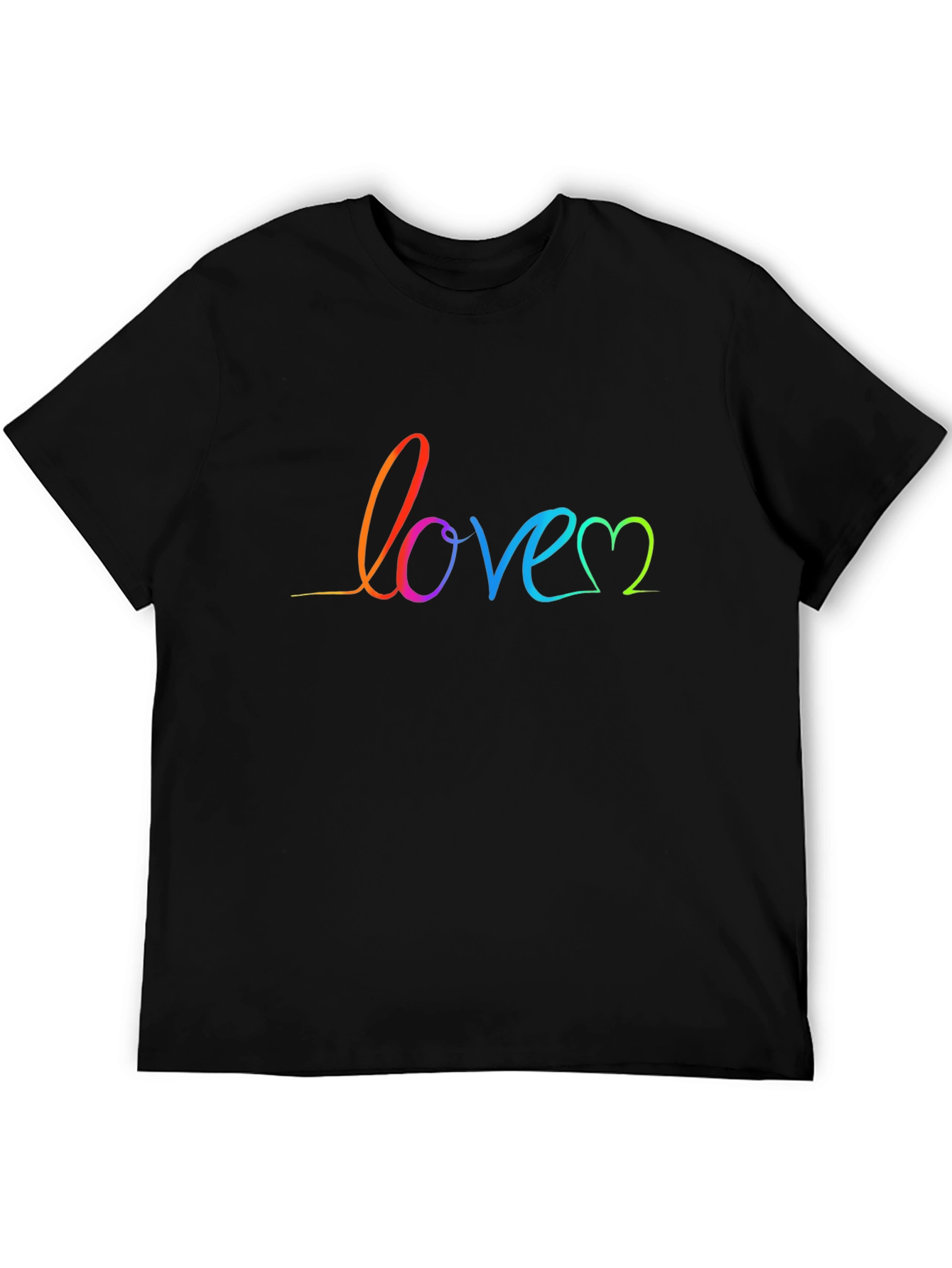 Black Rainbow Love Script Black T-Shirt view 5