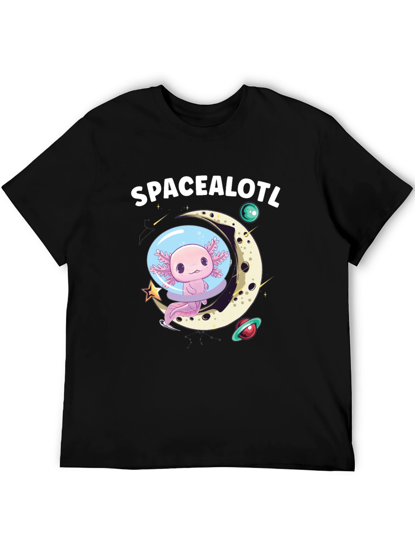 Black Space Axolotl T-Shirt - Unisex view 5