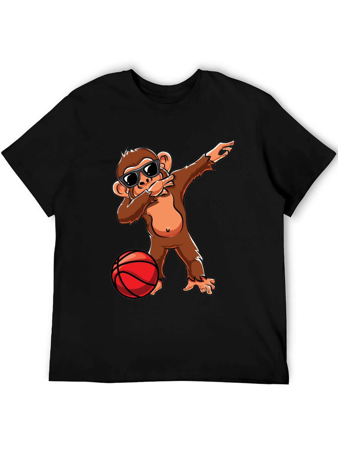 Black Monkey Dabbing with Basketball Graphic Tee view 5