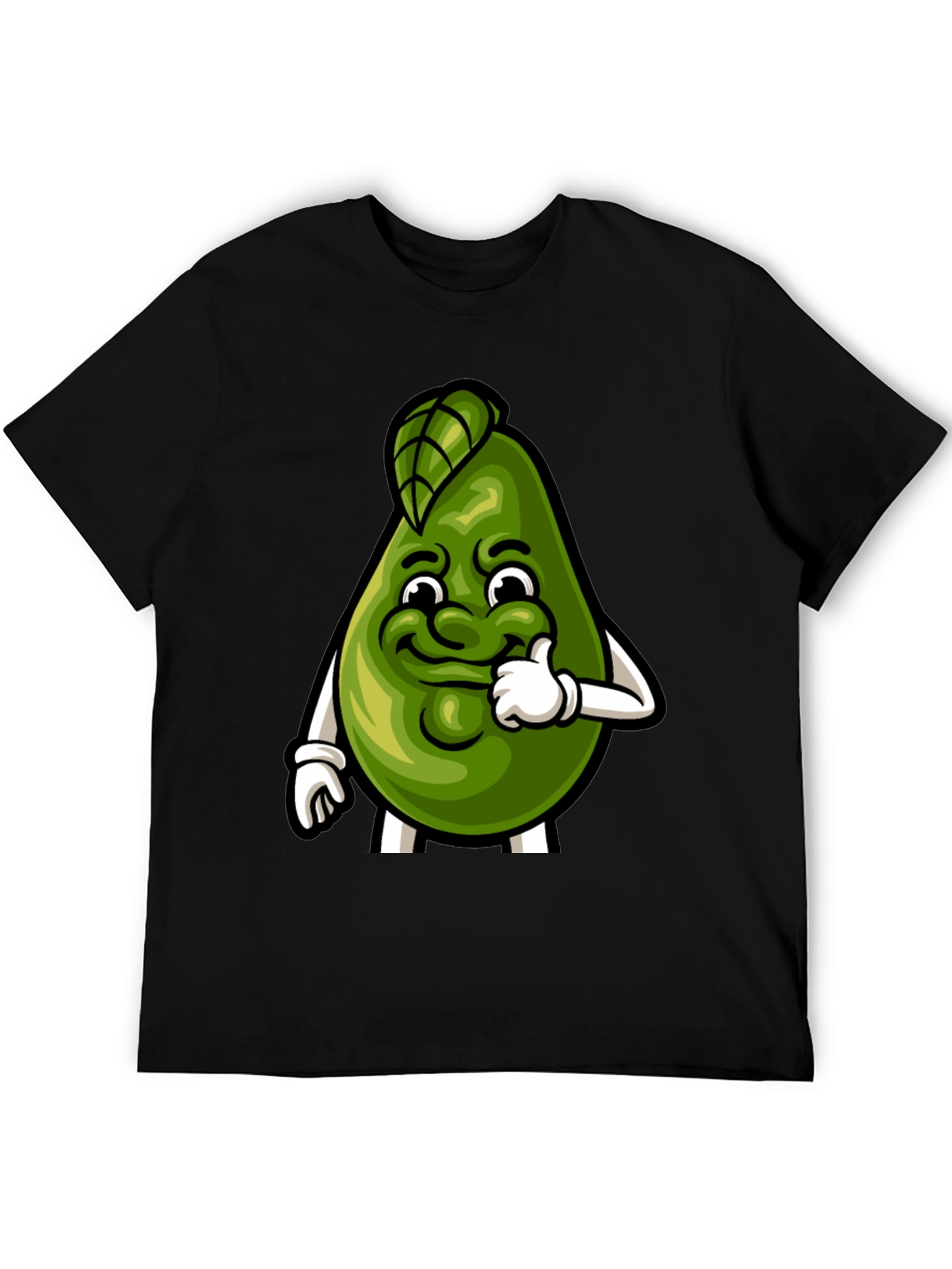 Black Funny Avocado Cartoon Graphic Tee - Soft Cotton Shirt view 5