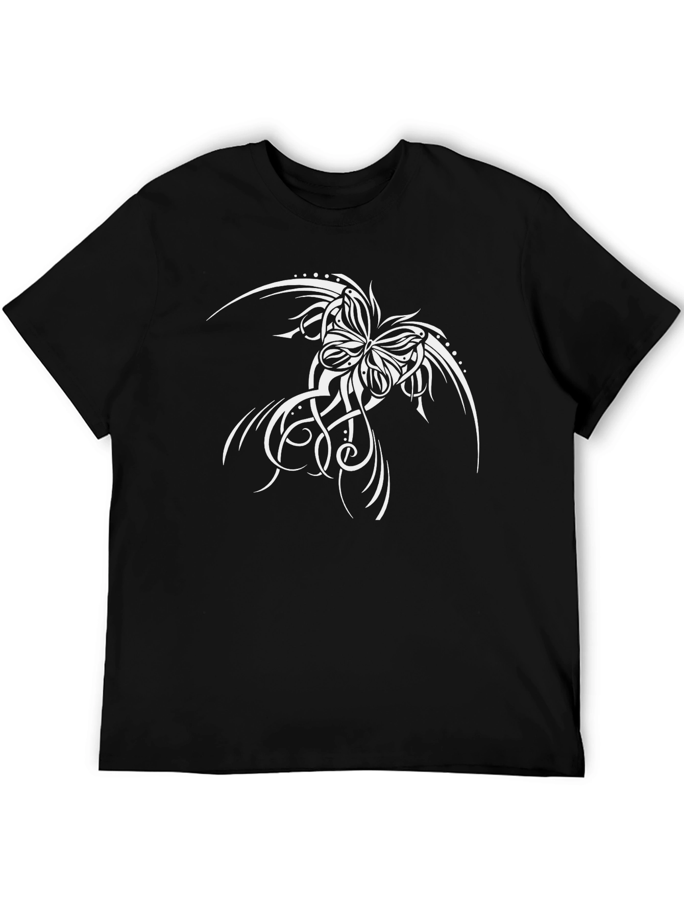 Black T-Shirt with Butterfly Tattoo Design - 5