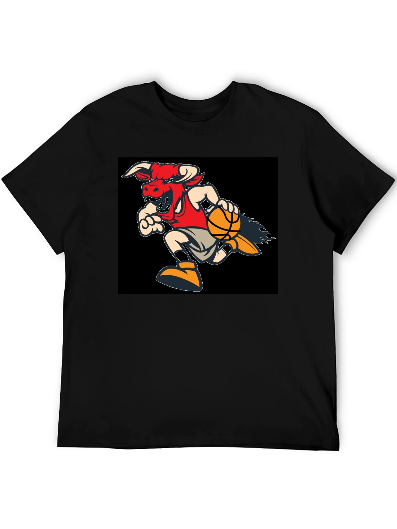 Black Fiery Bulls Basketball Black T-Shirt view 5