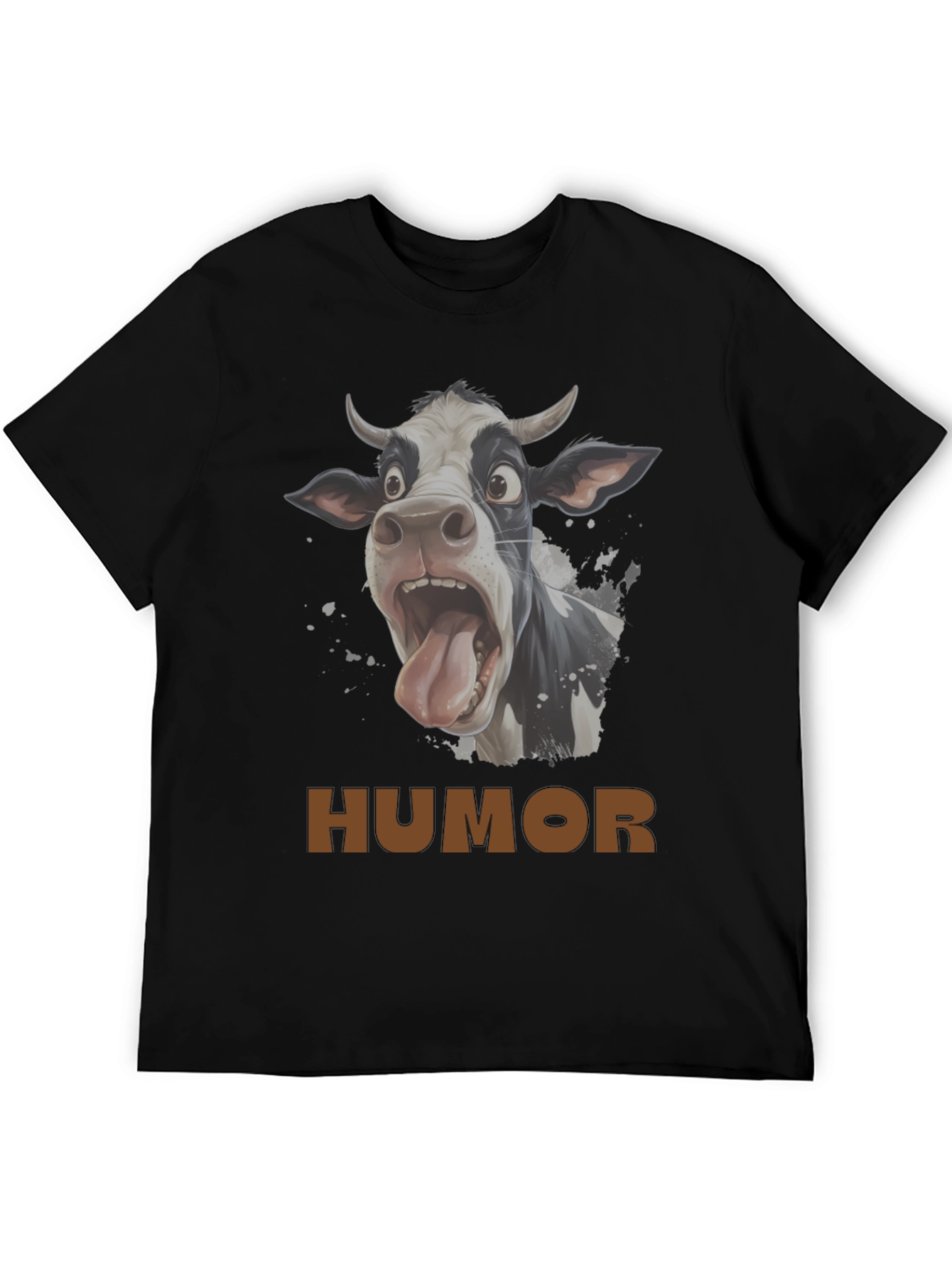 Black Humorous Cow Graphic T-Shirt - Black view 5