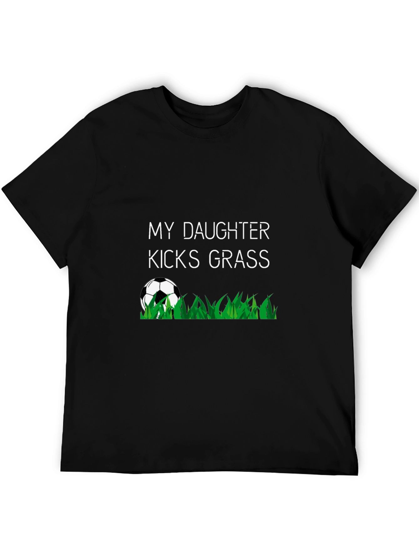 Black My Daughter Kicks Grass T-Shirt, Soccer Tee view 5