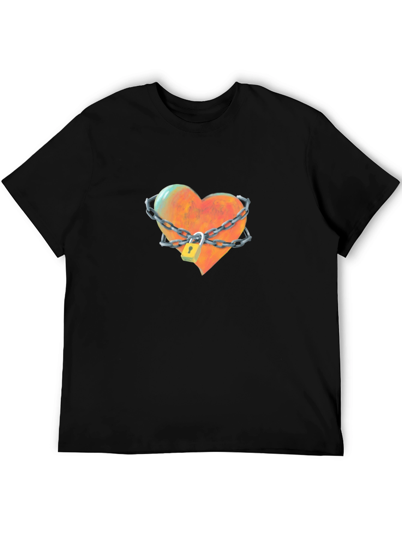 Black Locked Heart Graphic Tee - Stylish Cotton T-Shirt view 5