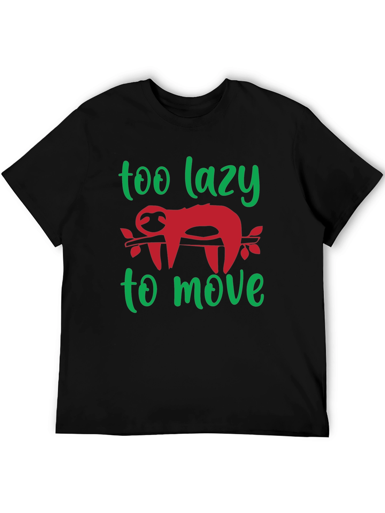 Black Too Lazy to Move Sloth Graphic Tee view 5