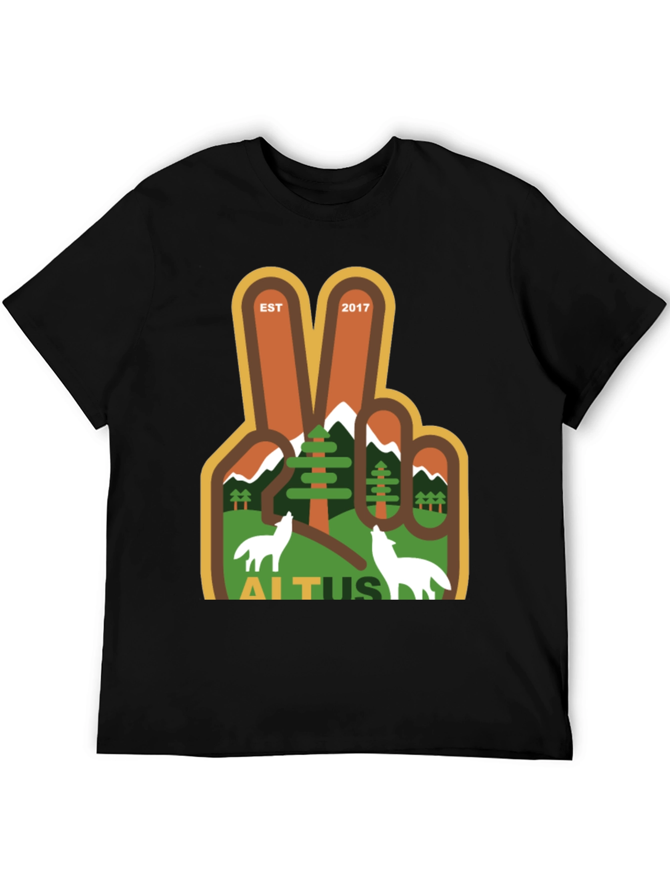 Black Altus Peace Sign T-Shirt - Est. 2017 Nature Design view 5