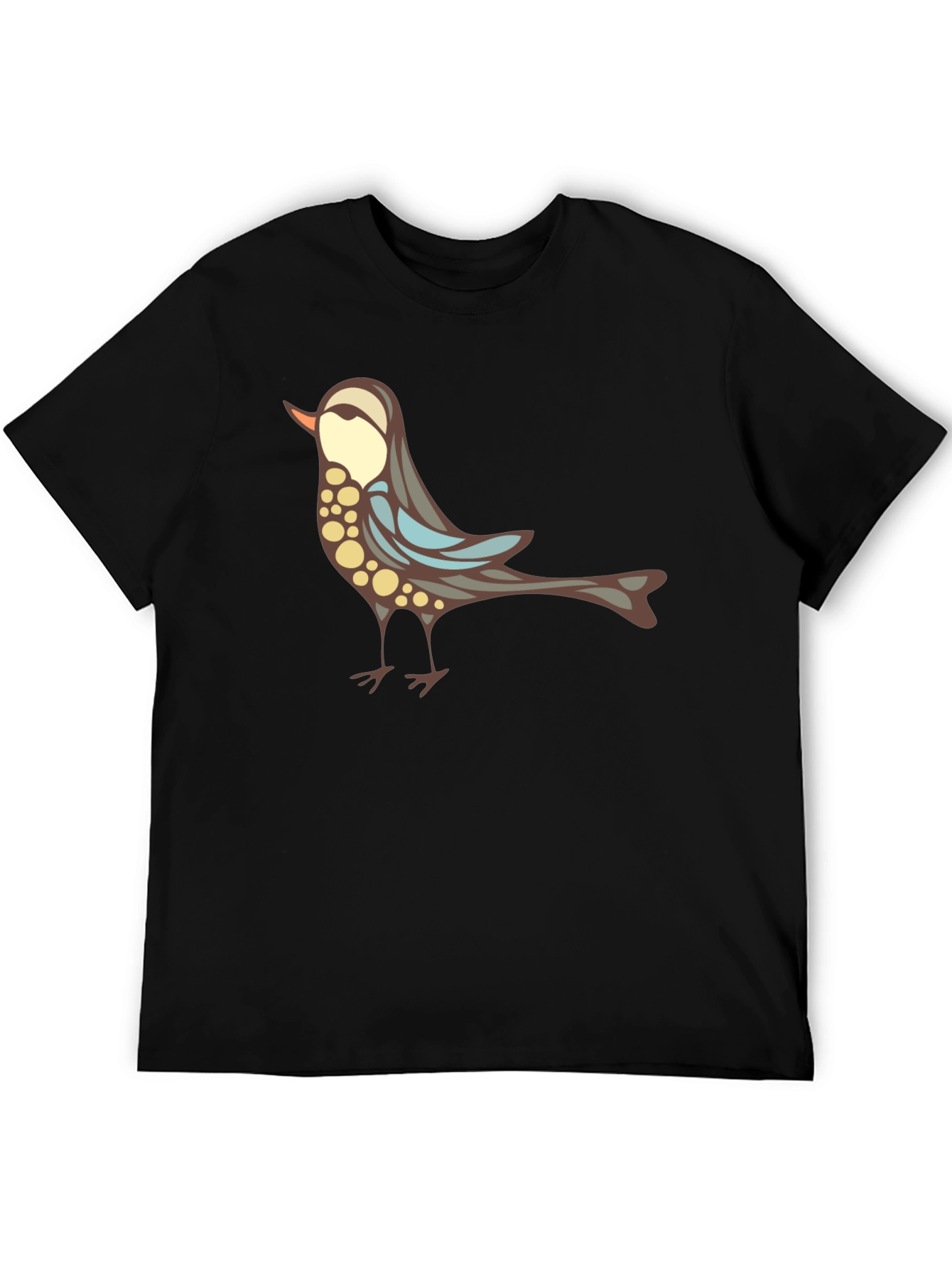 Black Stylish Bird Graphic Black T-Shirt view 5