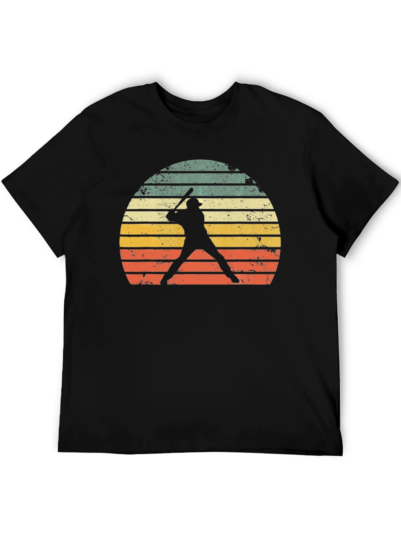 Black Vintage Baseball Player Sunset Graphic Tee view 5