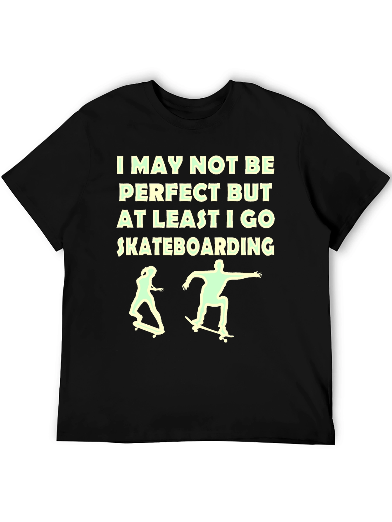 Black Skateboarding Graphic Tee - I May Not Be Perfect view 5