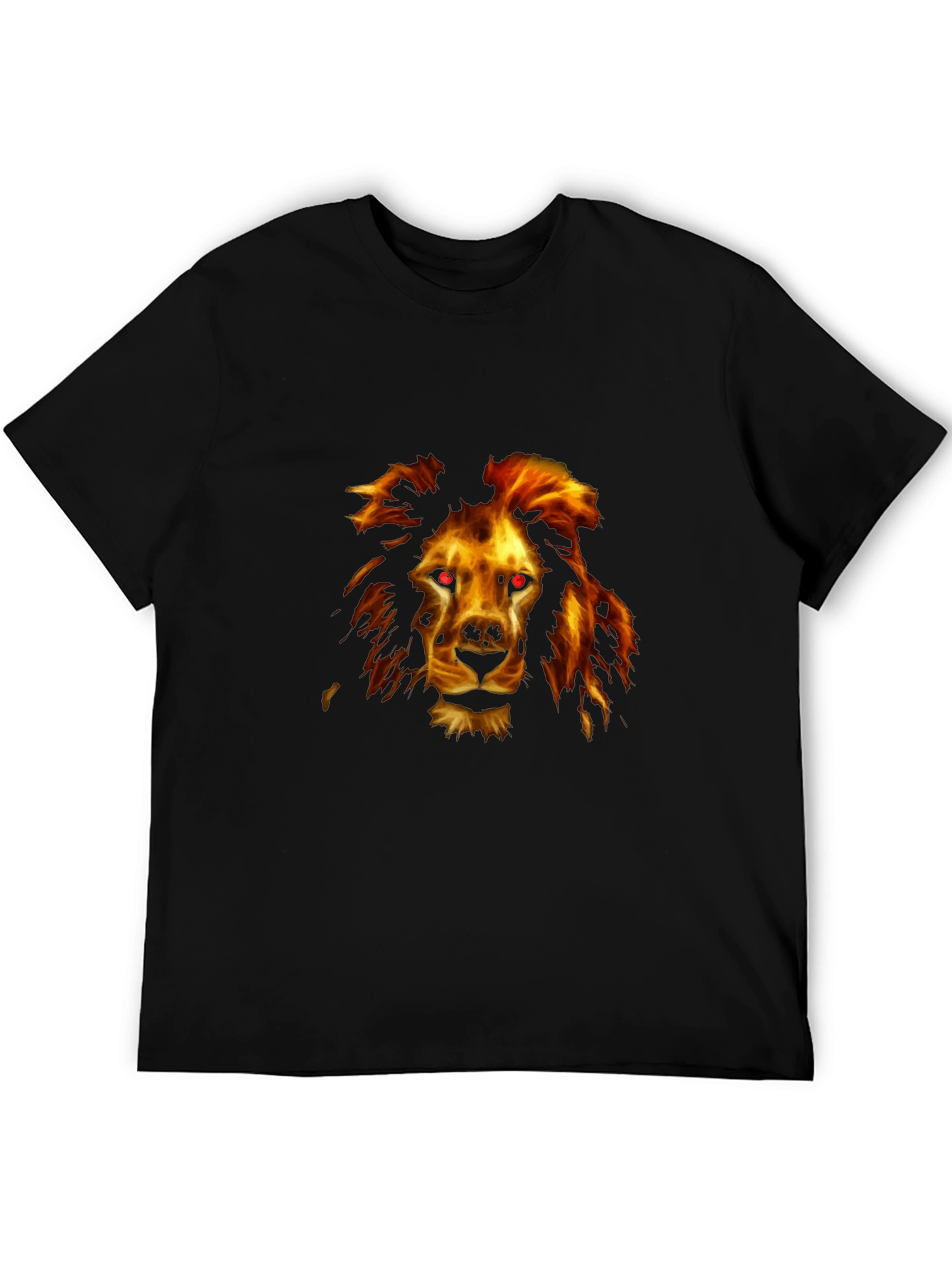 Black Fiery Lion Graphic Tee - Black Cotton Comfort view 5