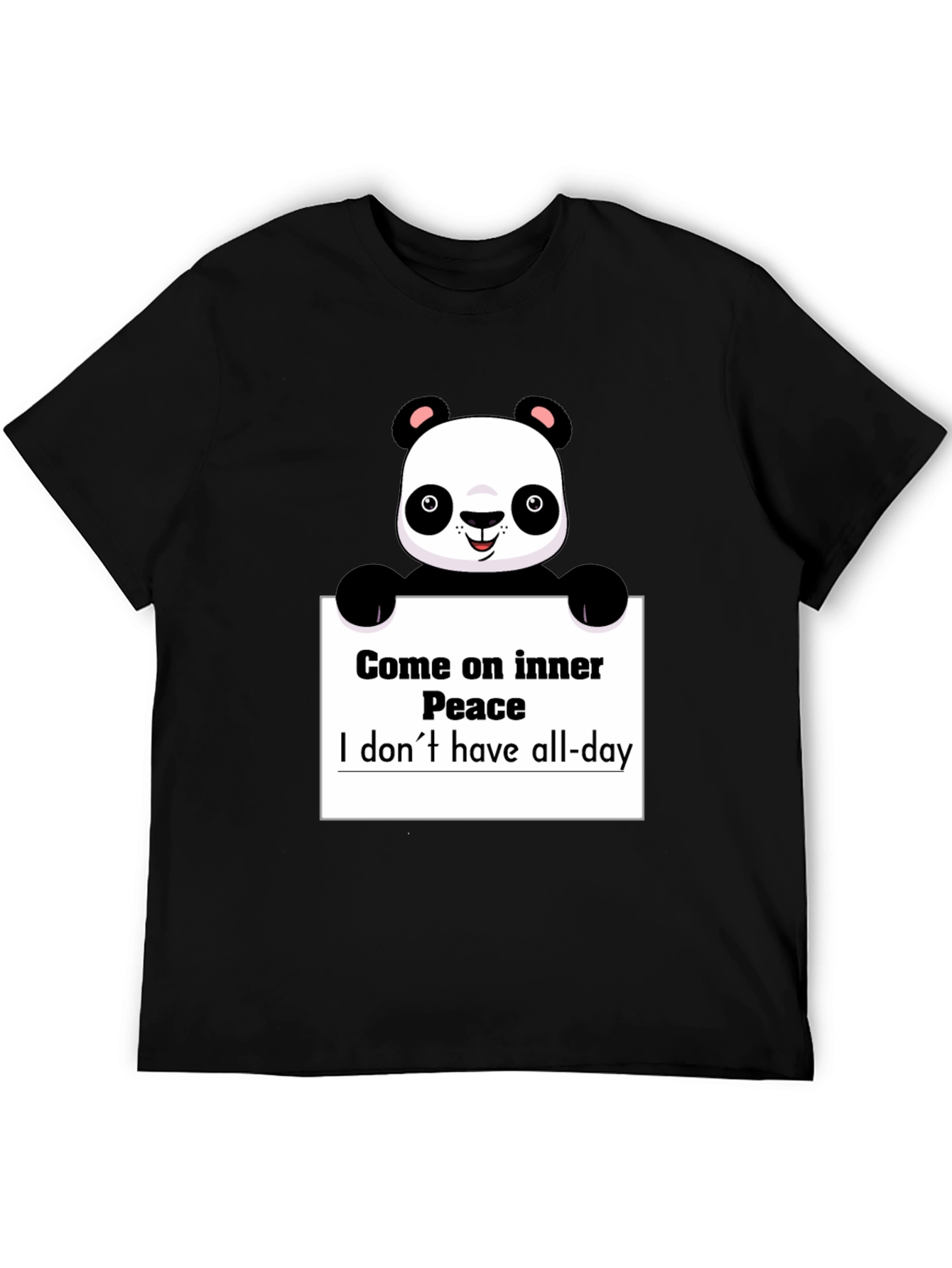 Black Funny Panda Graphic T-Shirt - Inner Peace view 5