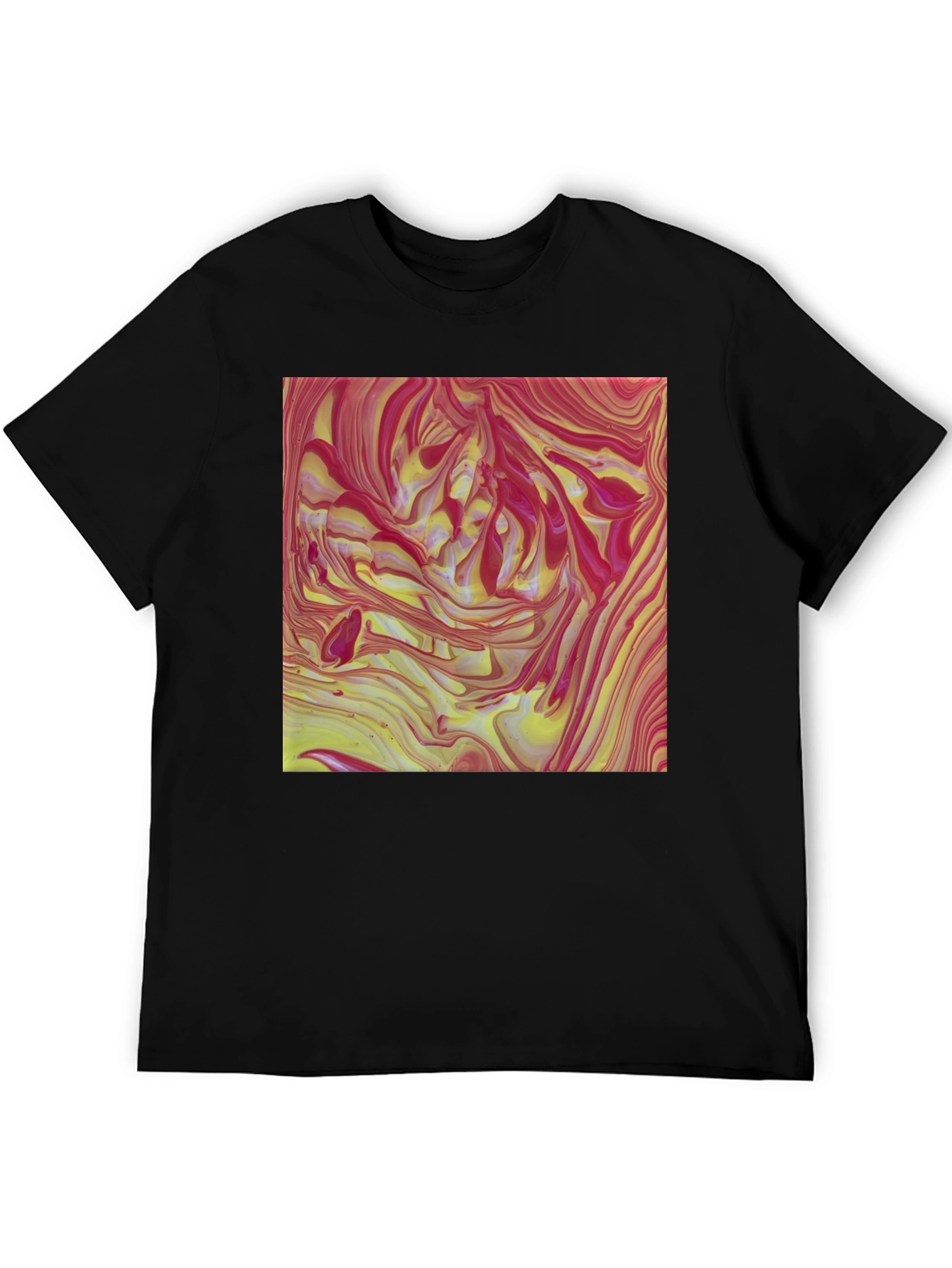Black Abstract Swirl Art T-Shirt view 5