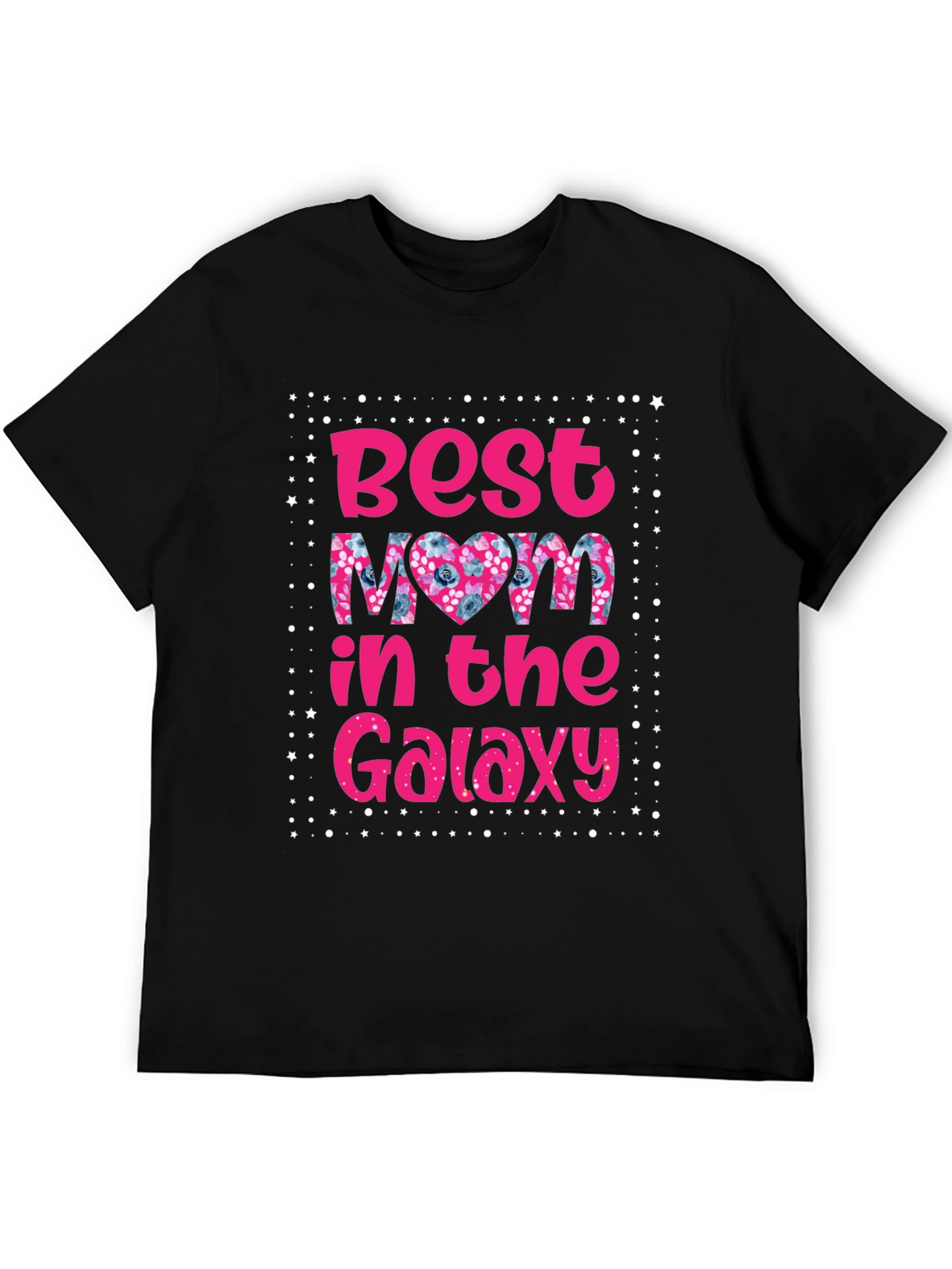 Black Best Mom in the Galaxy T-Shirt view 5