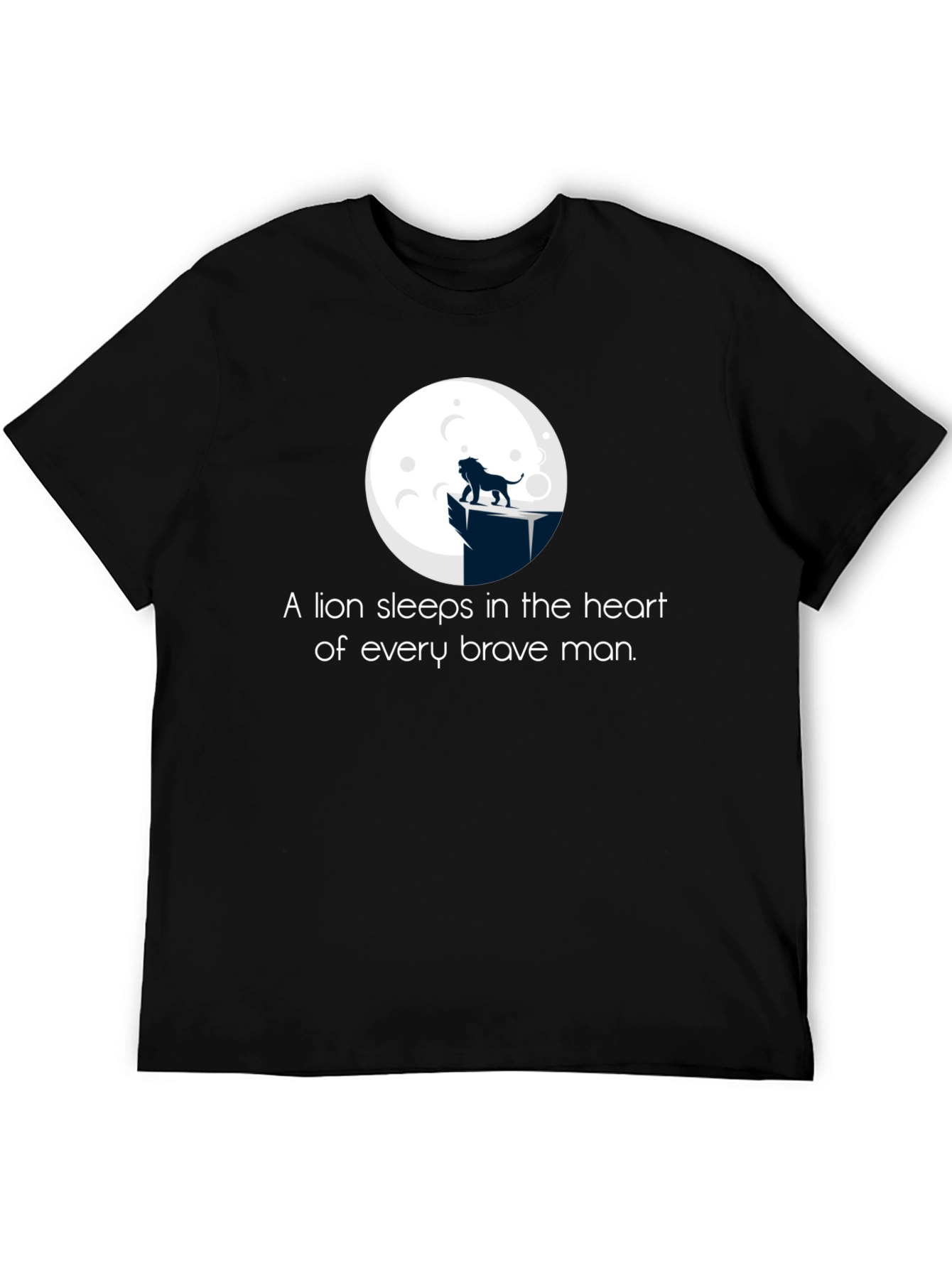 Black Lion Heart Men's Black Graphic T-Shirt view 5