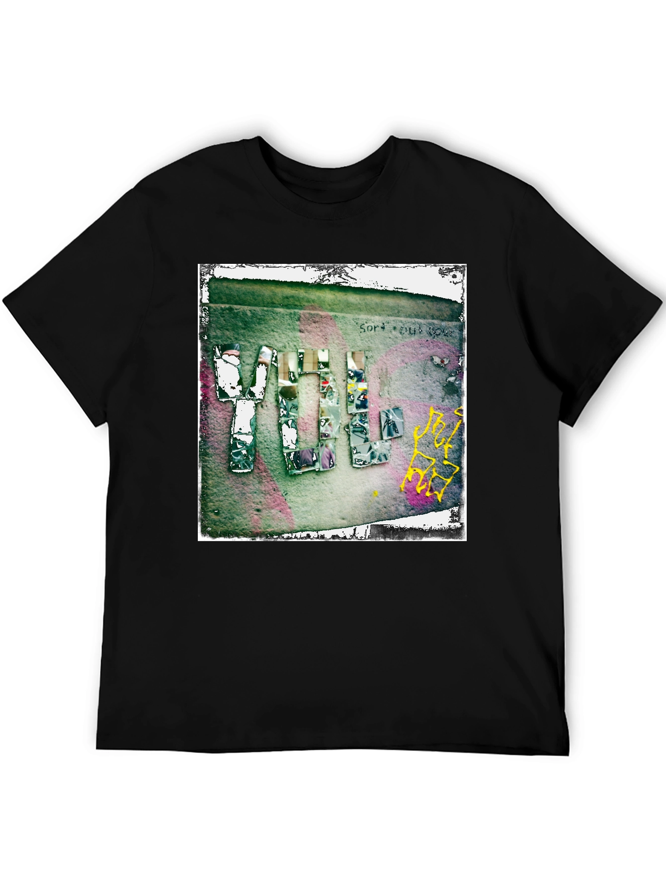 Black Abstract Graphic Print Crew Neck T-Shirt view 5