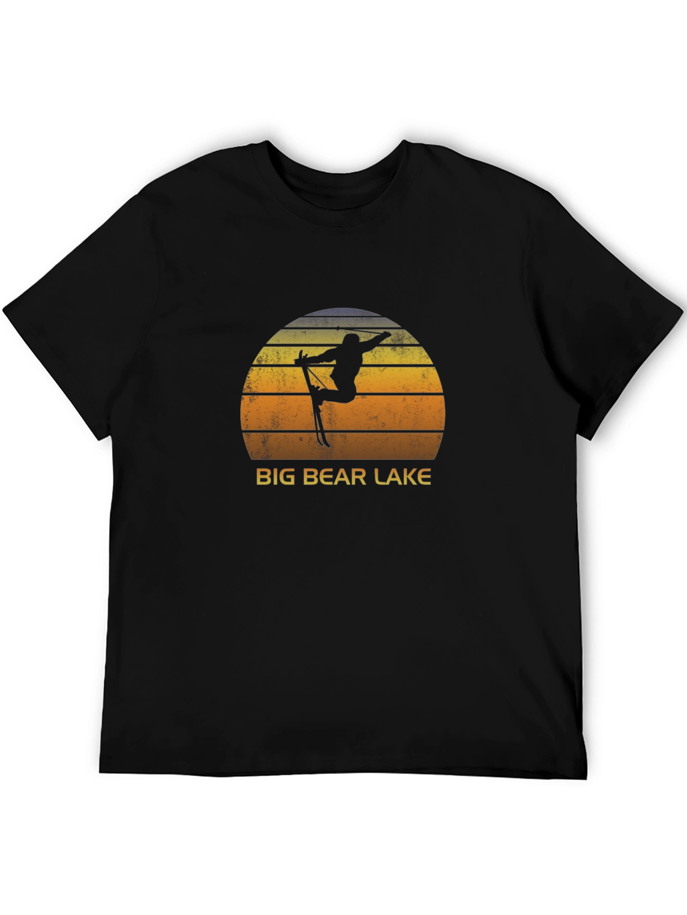 Black Big Bear Lake Sunset Ski T-Shirt - Retro Style view 5