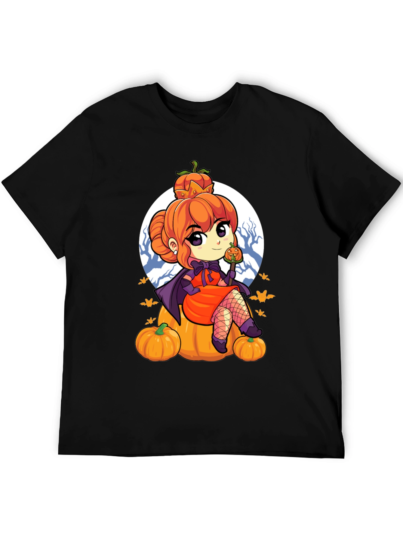 Black Halloween Anime Girl T-Shirt view 5