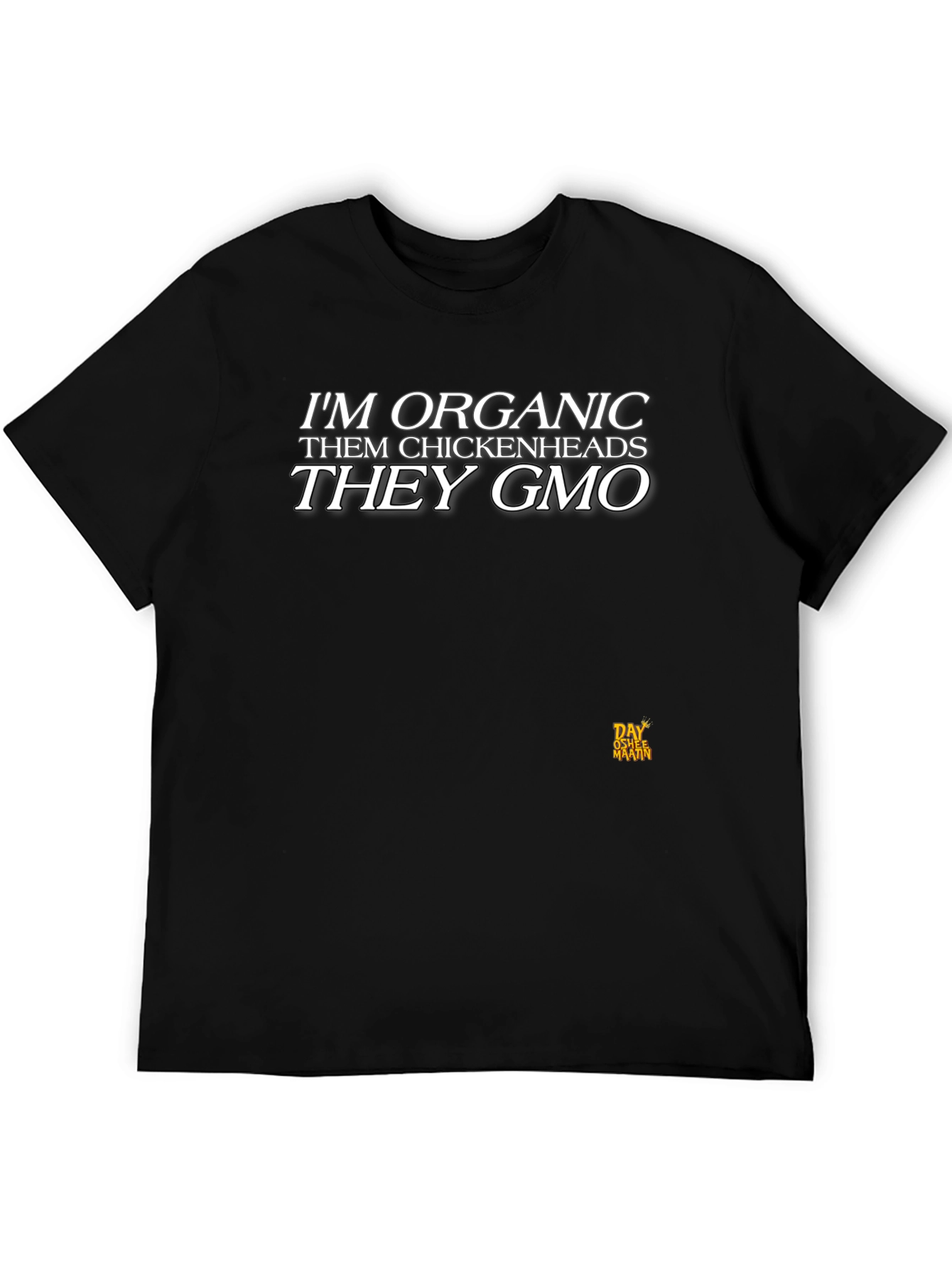 Black Organic Humor Graphic Tee - Chickenheads They GMO view 5