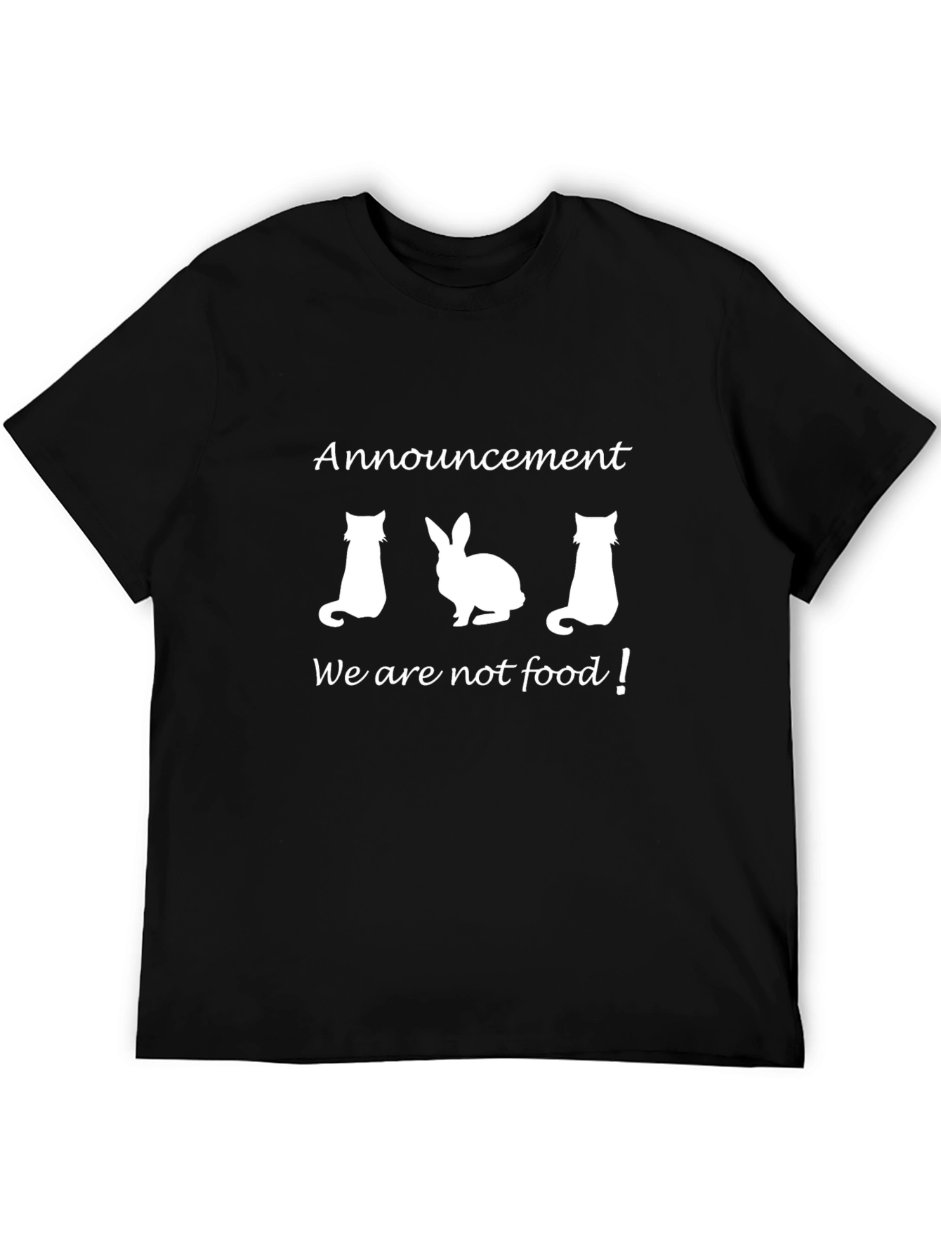 Black Vegan Announcement T-Shirt - Not Food! Cute Animal Design view 5
