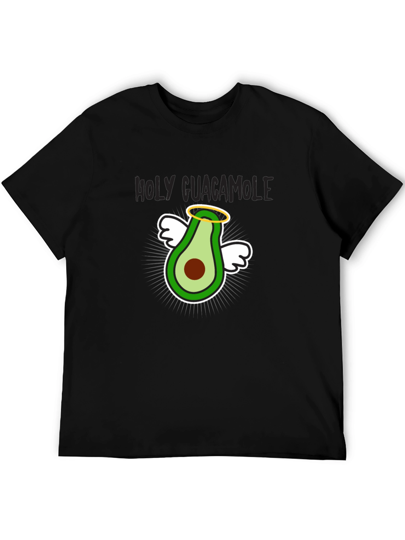 Black Holy Guacamole T-Shirt - Funny Avocado Angel Graphic Tee view 5