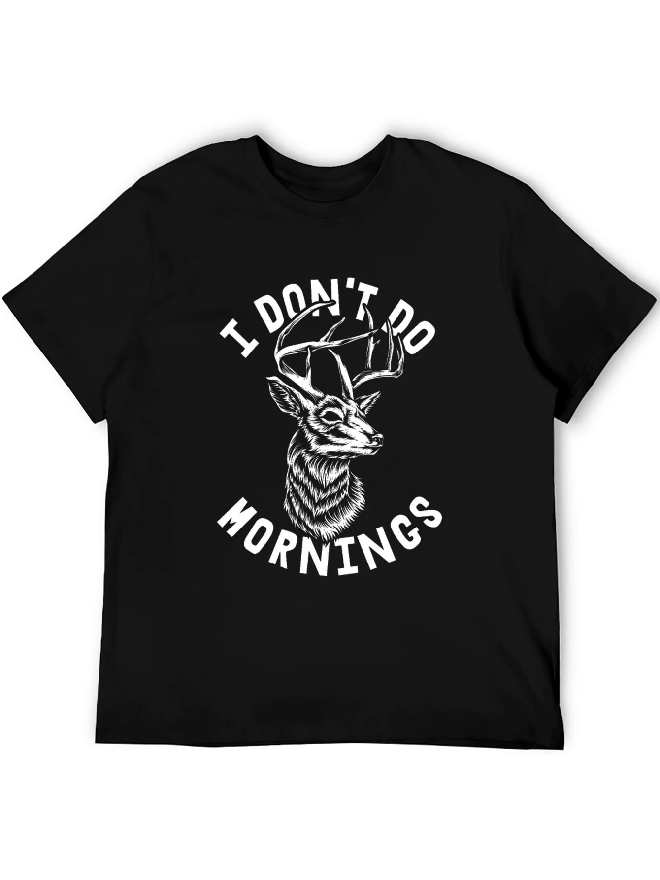 Black I Don't Do Mornings Deer Graphic Tee view 5