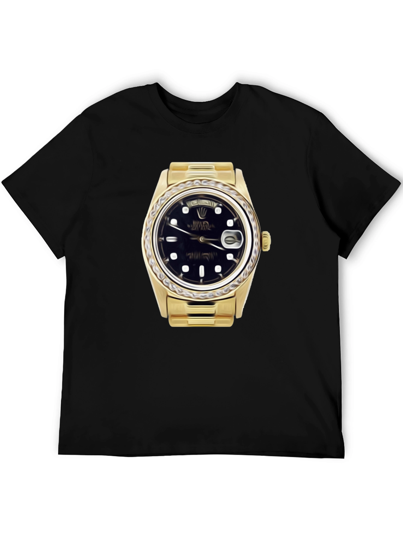Black Statement Tee: Golden Watch Graphic view 5