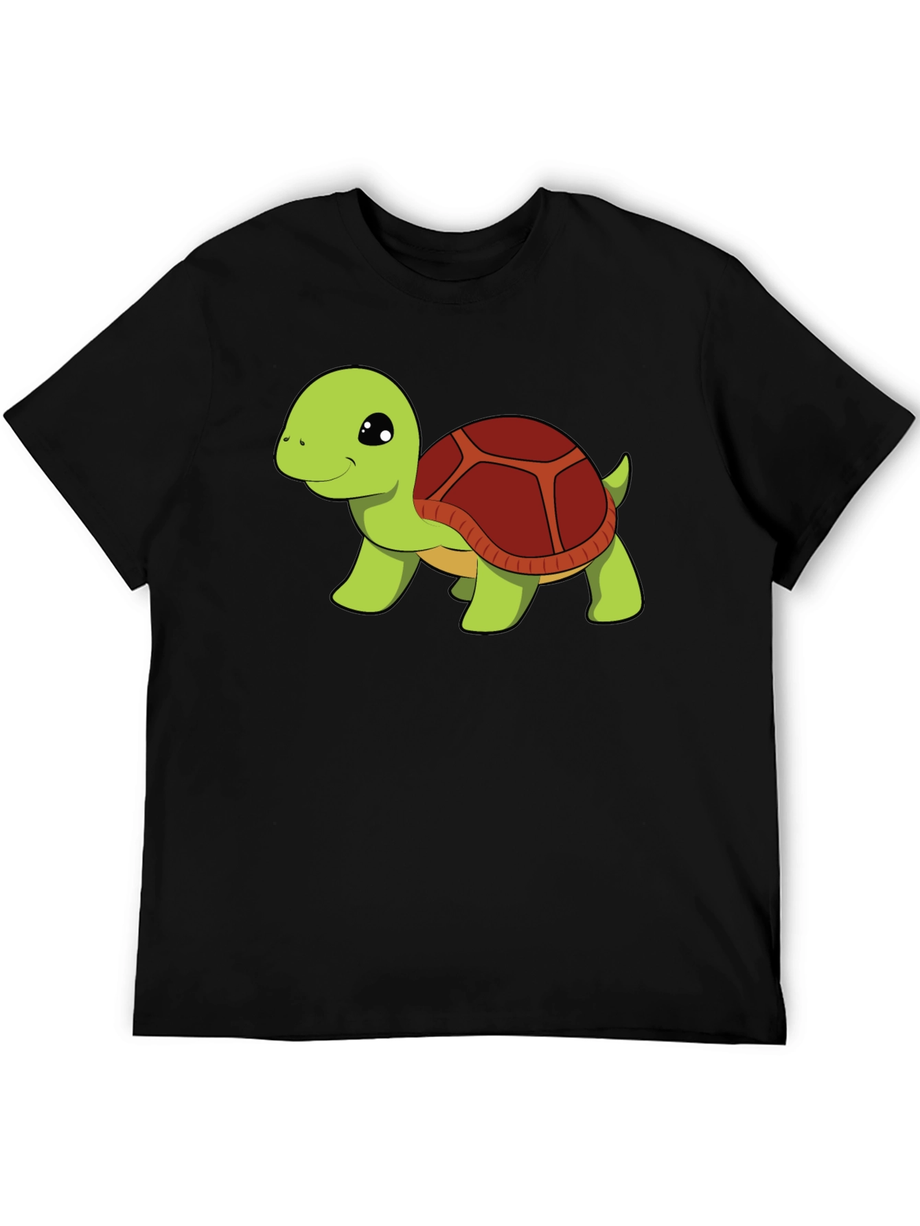 Black Cute Turtle Graphic Tee - Black Cotton T-Shirt view 5