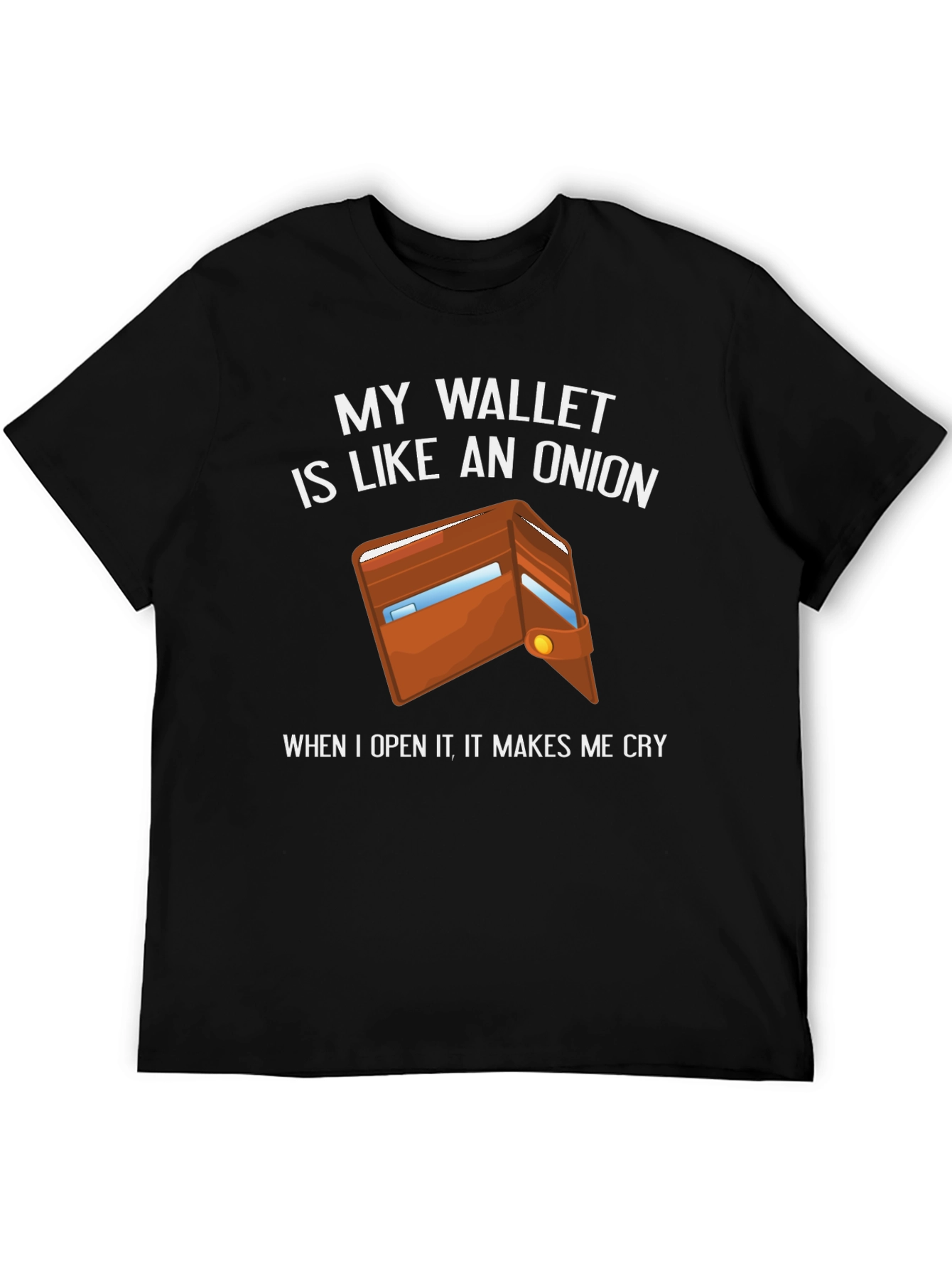 Black Funny Wallet Onion Graphic T-Shirt view 5