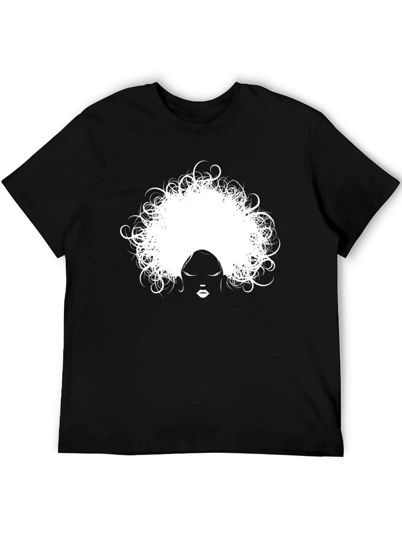 Black Afro Woman Graphic Tee - Stylish Black Cotton T-Shirt view 5