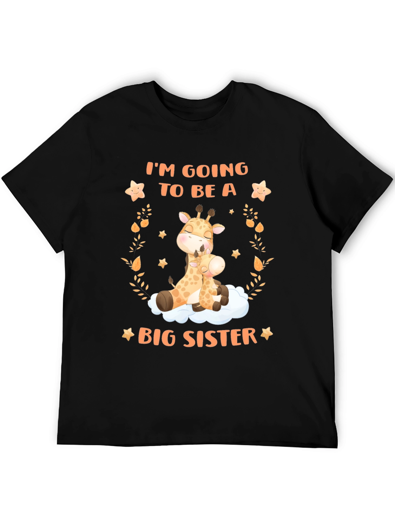Black Big Sister Giraffe Graphic Tee - Baby Announcement view 5