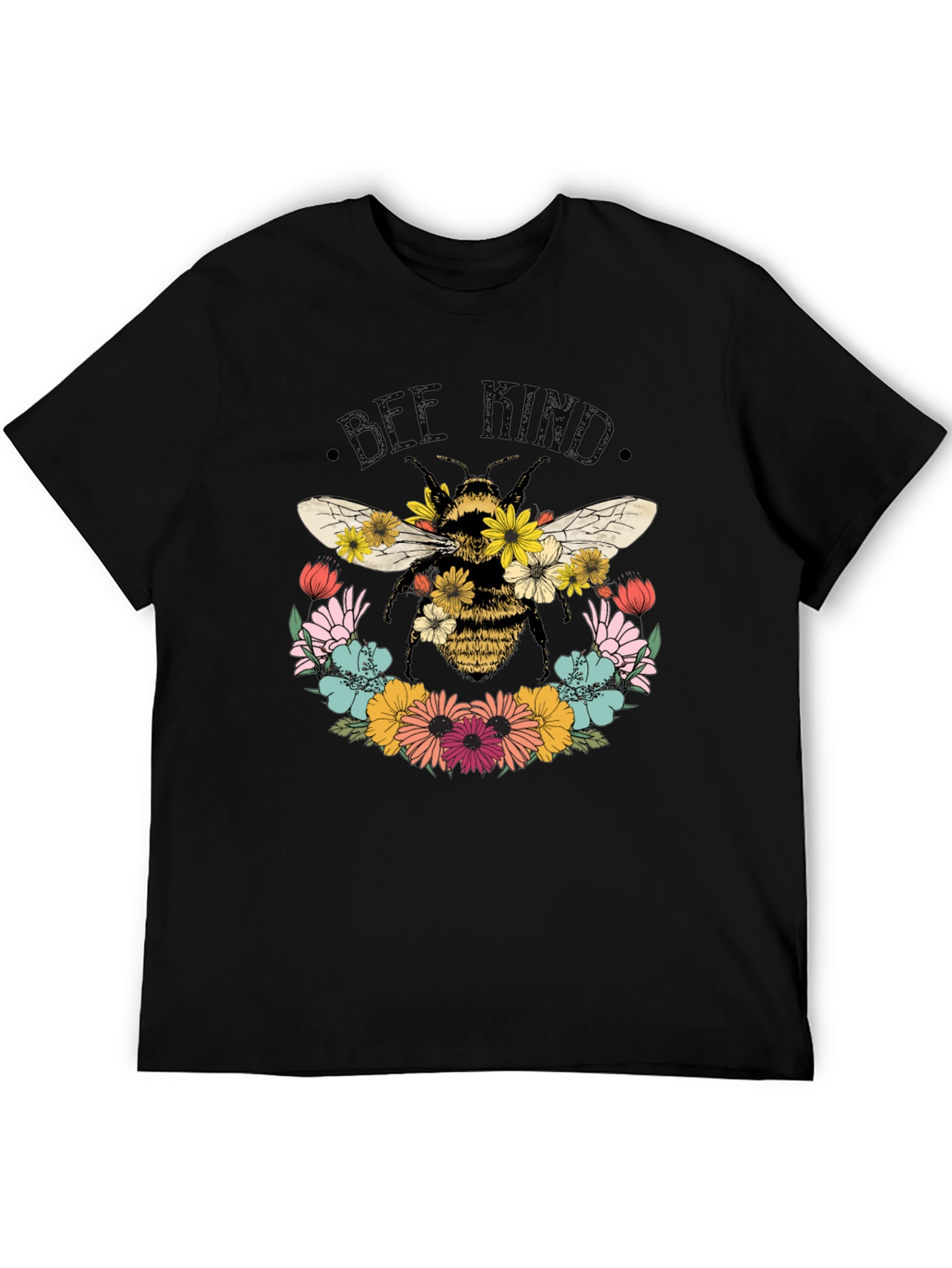Black Bee Kind Floral T-Shirt - Black view 5