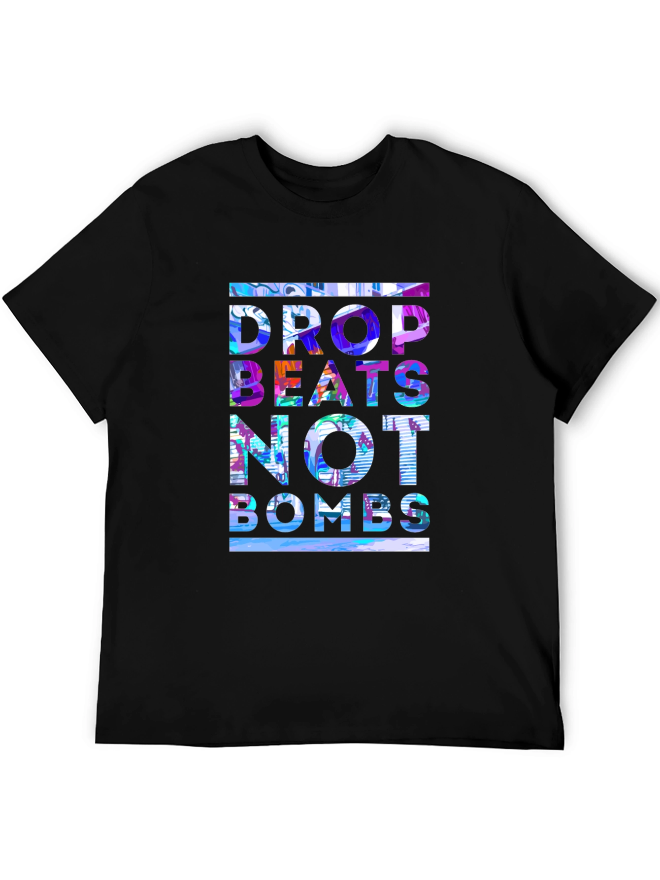 Black Drop Beats Not Bombs Graphic Tee view 5