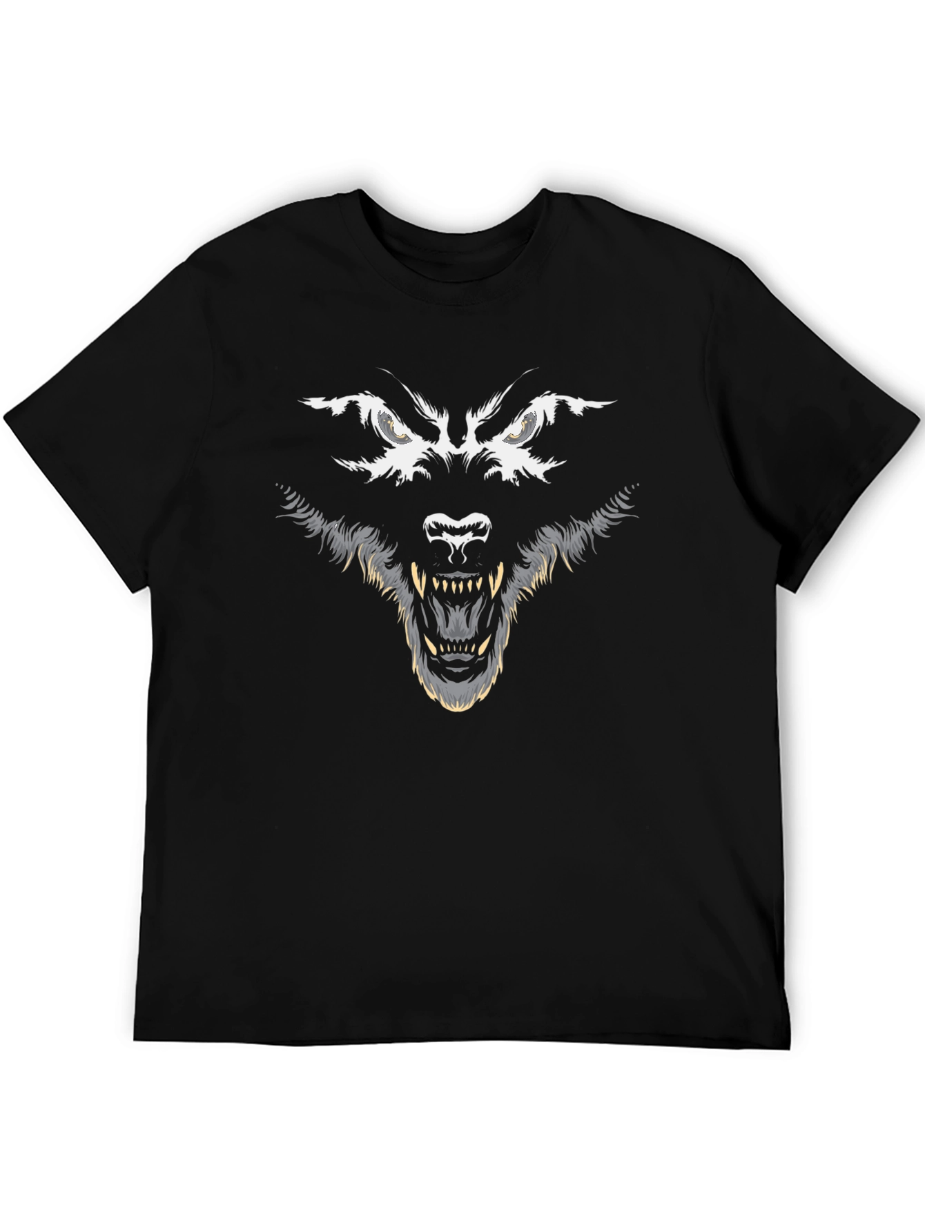 Black Men's Black Wolf Graphic Tee view 5