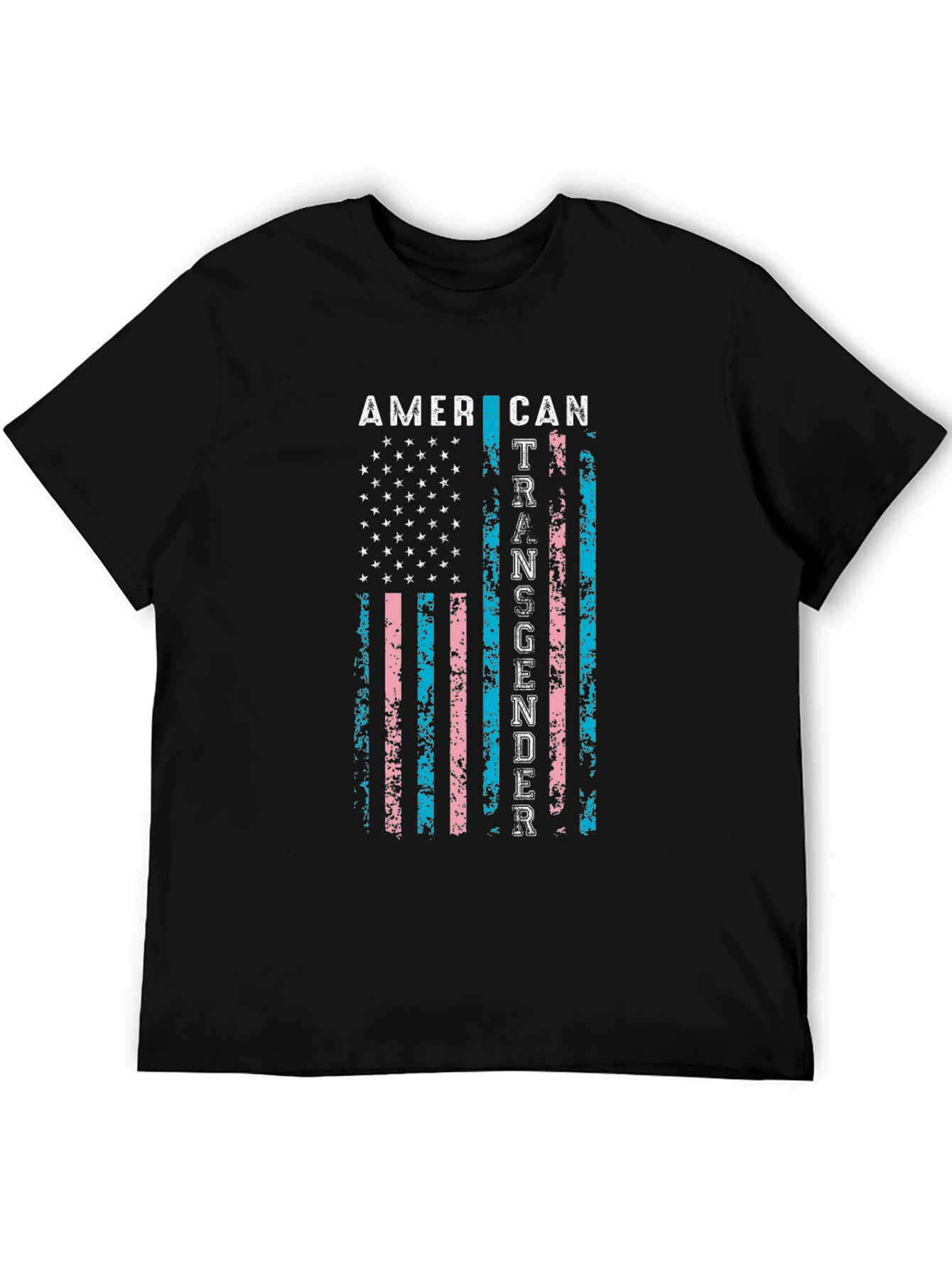 Black American Transgender Flag Black T-Shirt view 5
