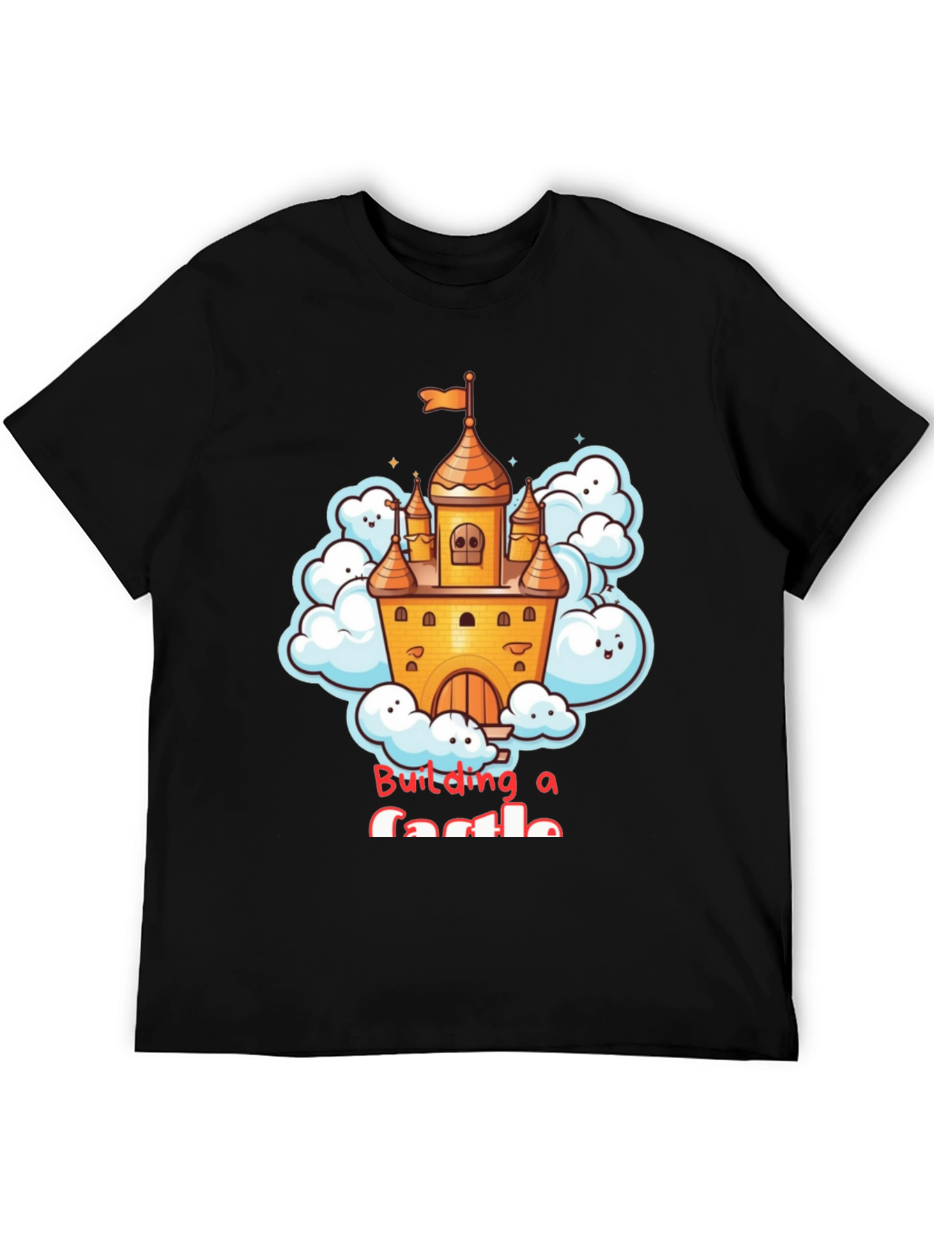 Black Building a Castle T-Shirt - Fun Cartoon Design view 5